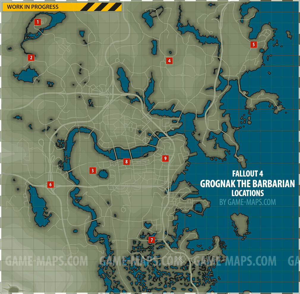 Grognak The Barbarian Magazine Locations in Fallout 4 Magazine Location Map in Fallout 4