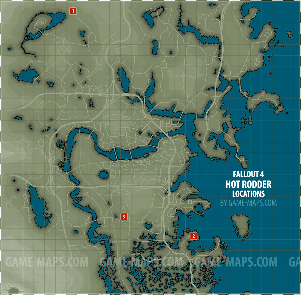 Hot Rodder Magazine Locations in Fallout 4 Magazine Location Map in Fallout 4