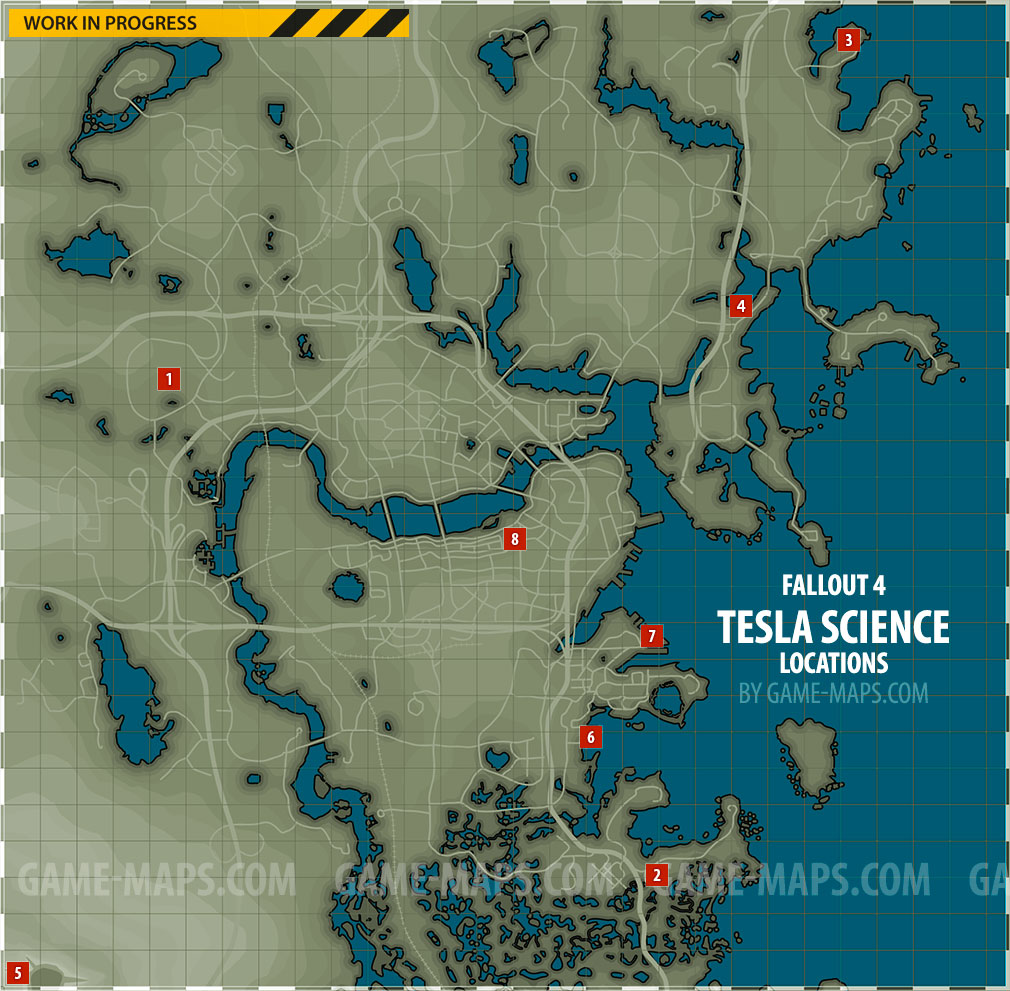 Tesla Science Magazine Locations in Fallout 4 Magazine Location Map in Fallout 4