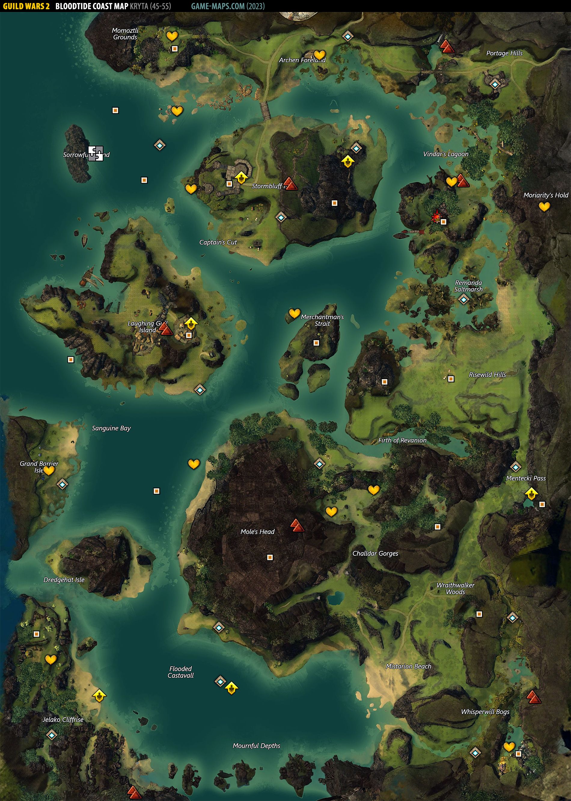Bloodtide Coast Map (2019) Guild Wars 2 | game maps.com