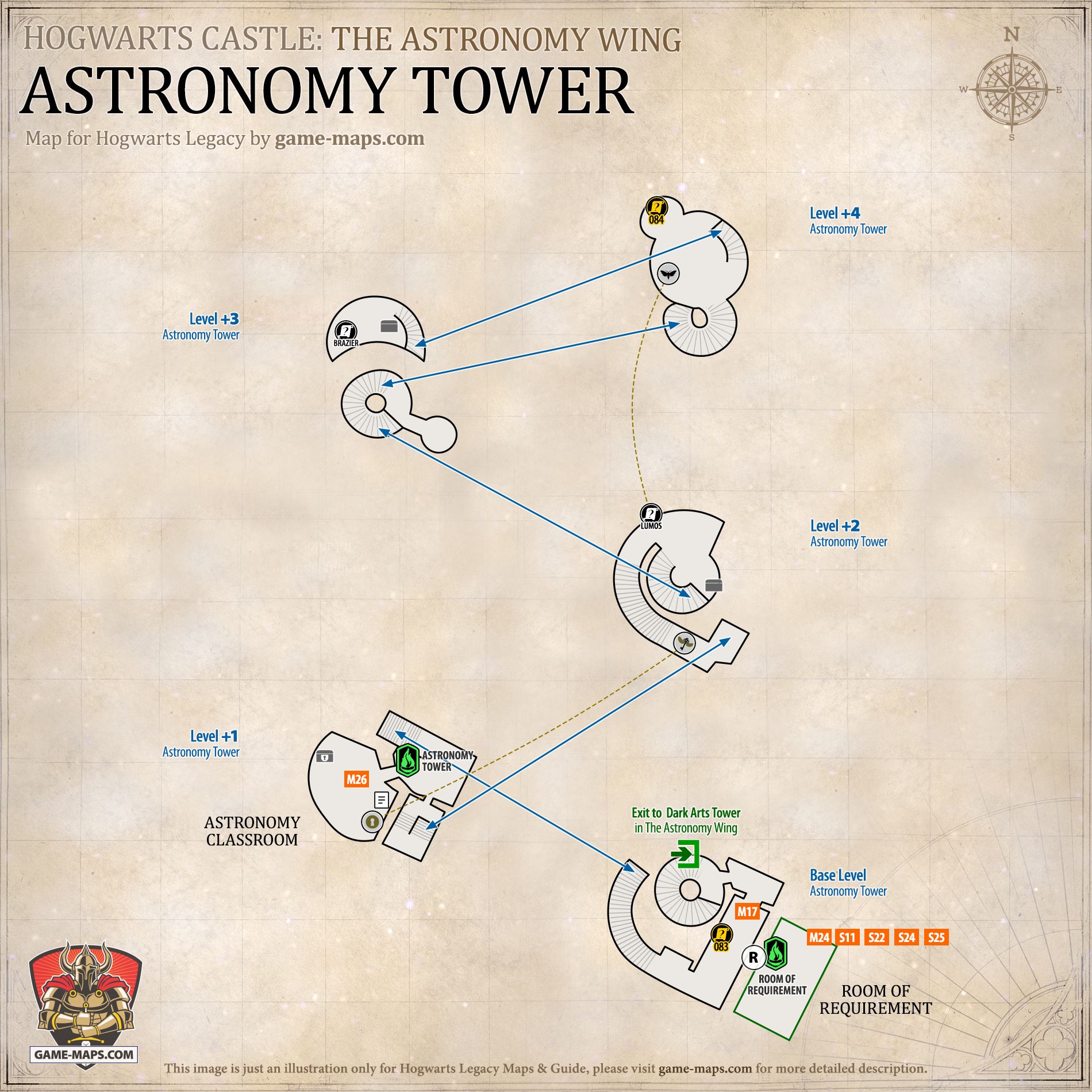 Astronomy Tower Map for Hogwarts Legacy