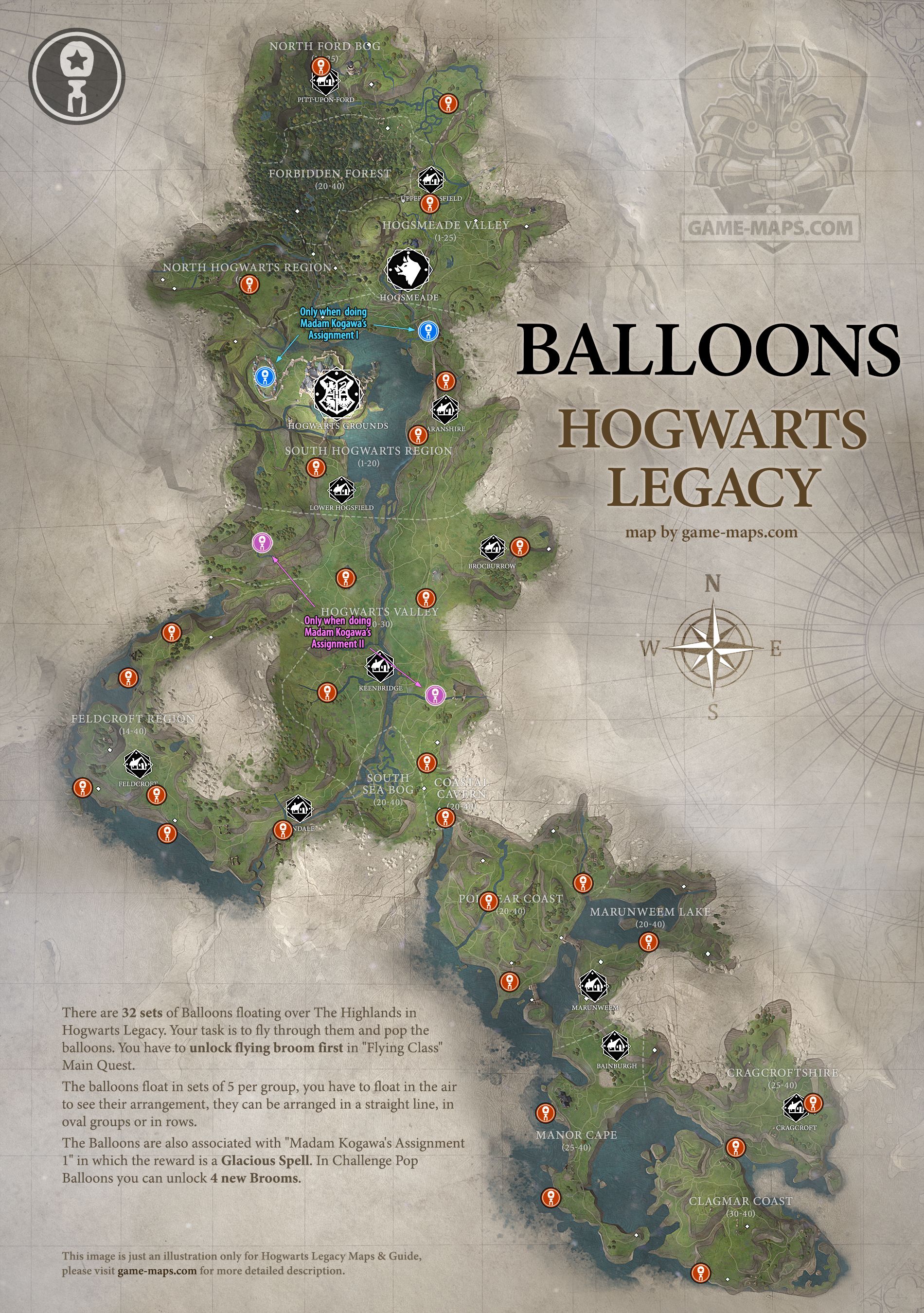 Balloons in Hogwarts Legacy Map Hogwarts Legacy