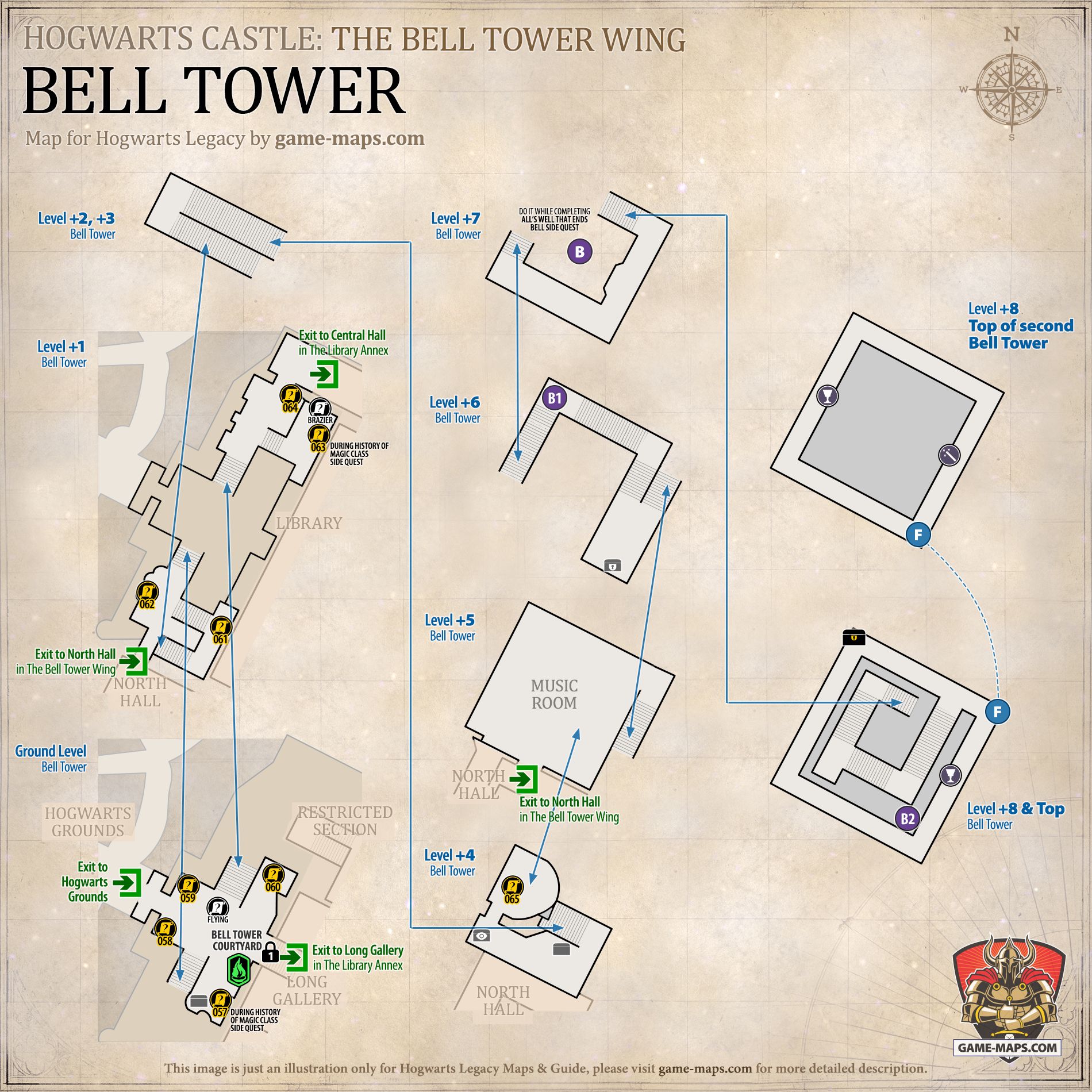 Bell Tower Map for Hogwarts Legacy