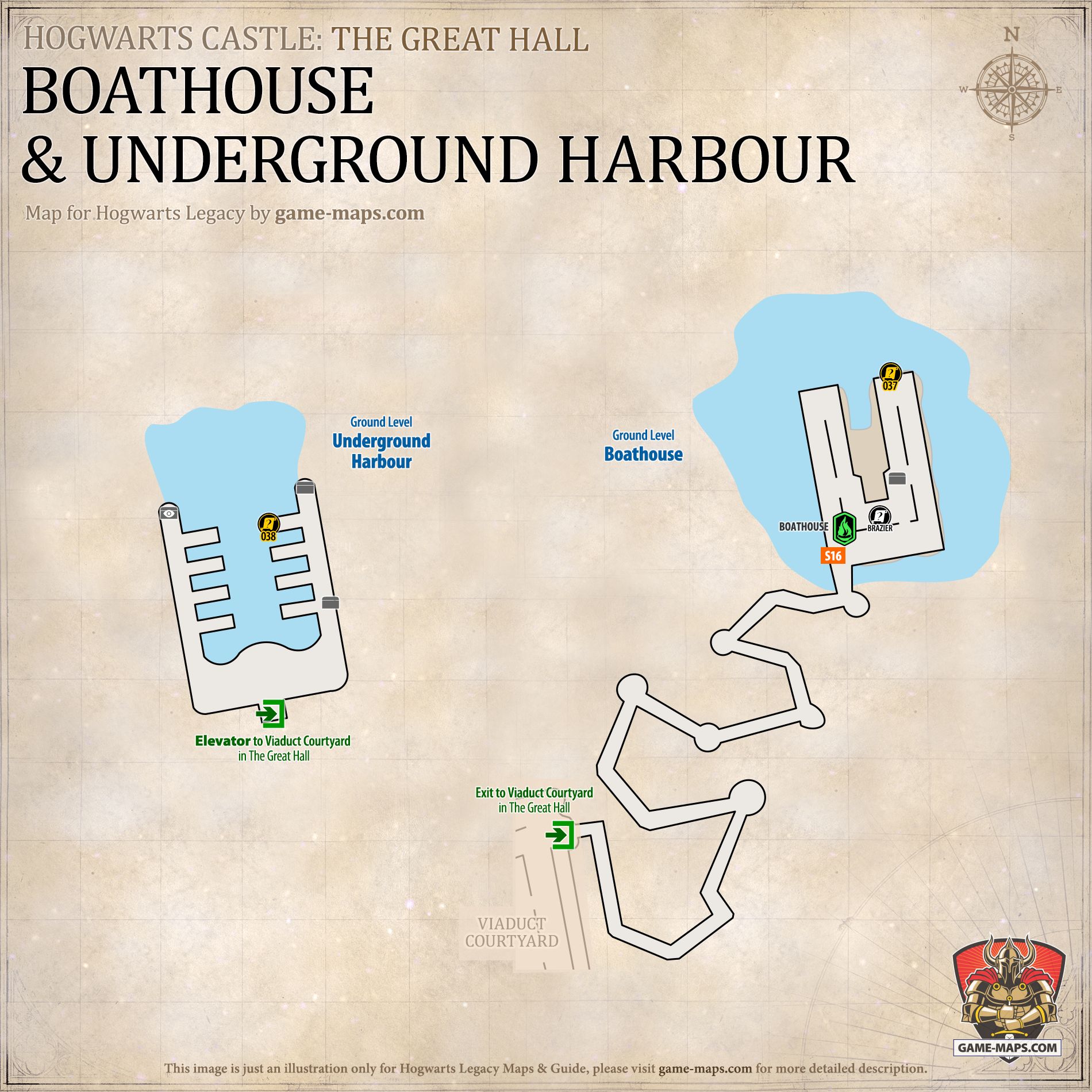 Boathouse & Underground Harbour Map for Hogwarts Legacy