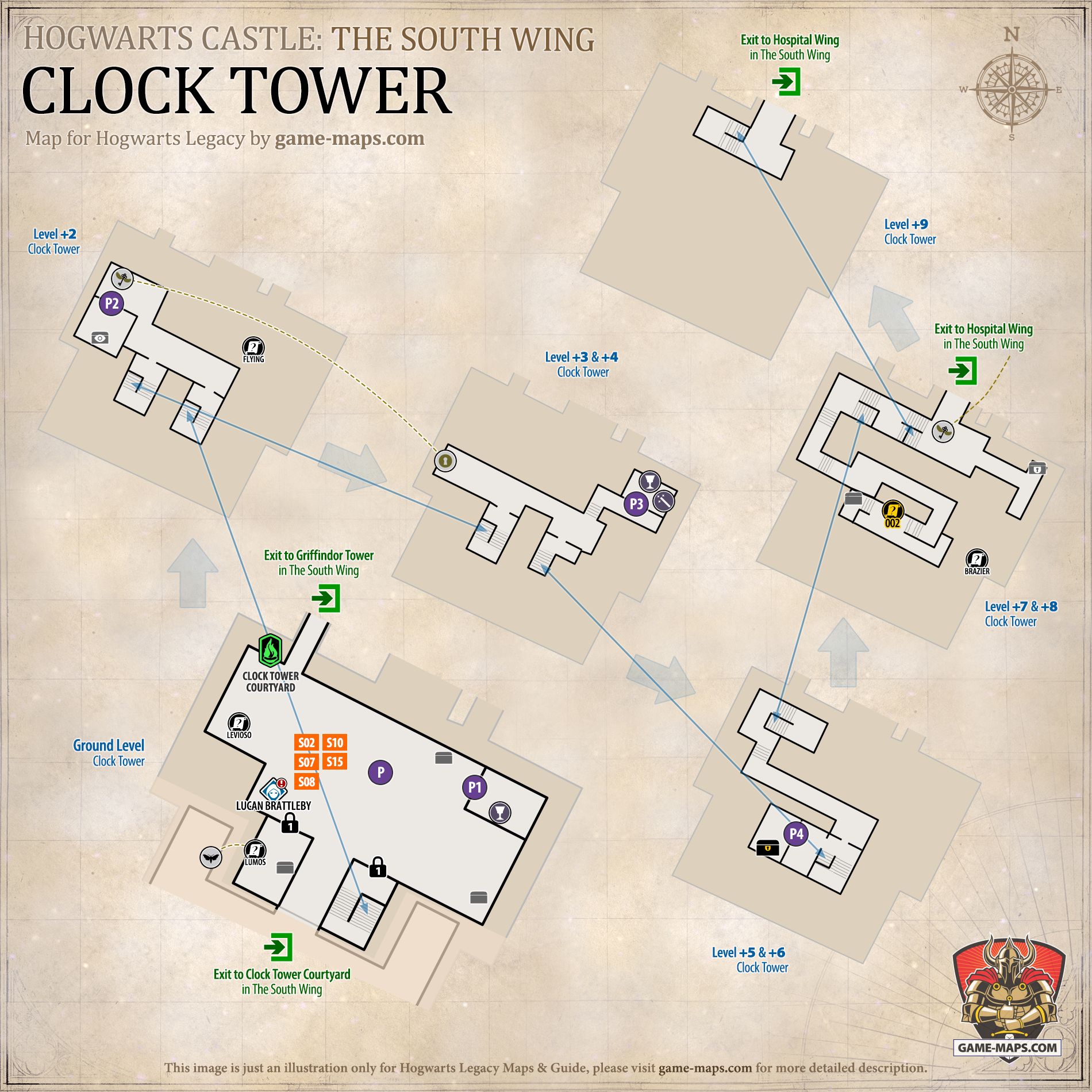 Torre do relógio mapa de hogwarts legado