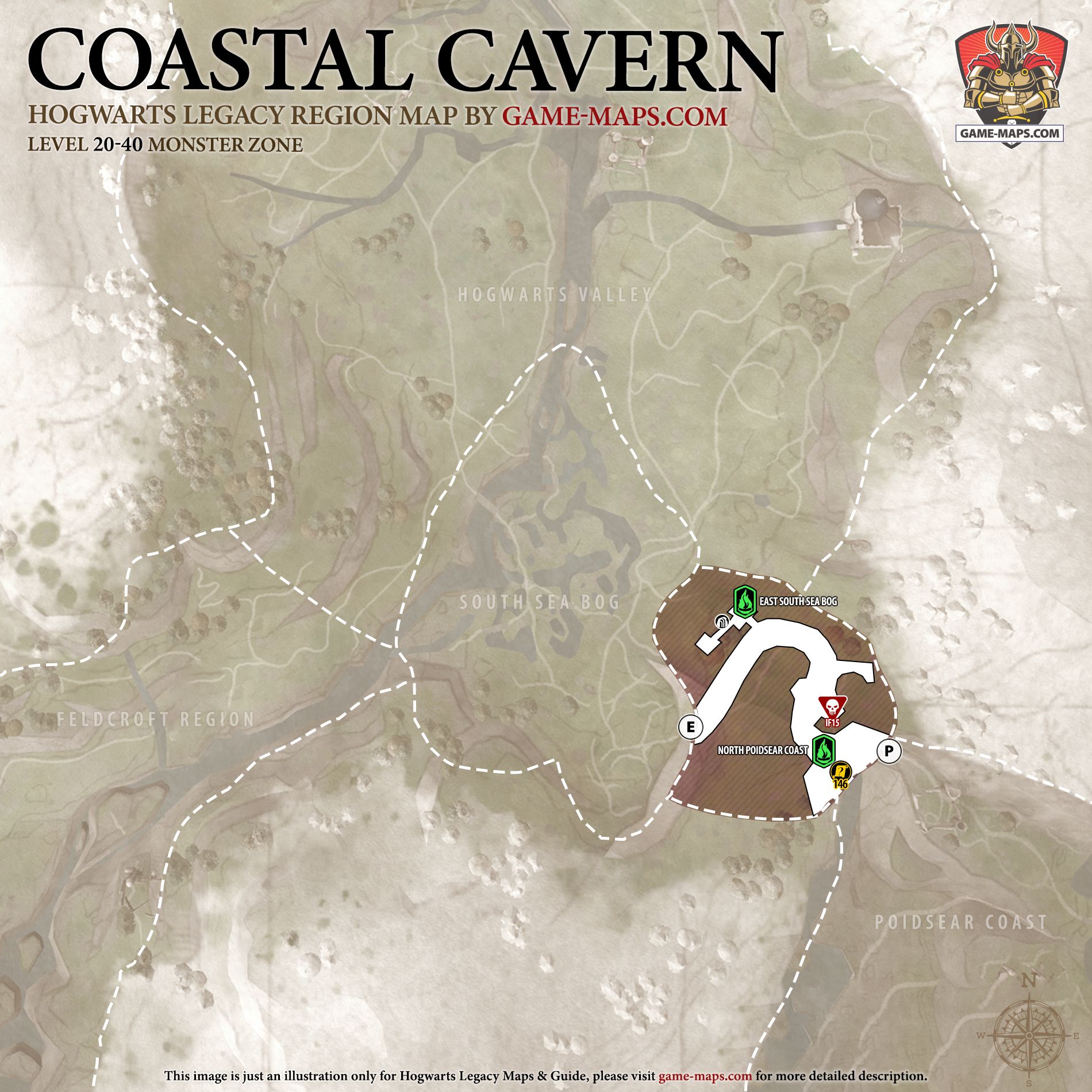 沿岸洞窟地図ホグワーツレガシー