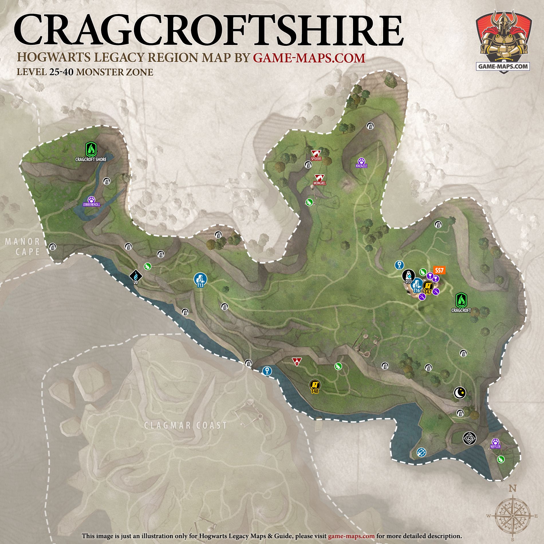 Feldcroft Region Map for Hogwarts Legacy