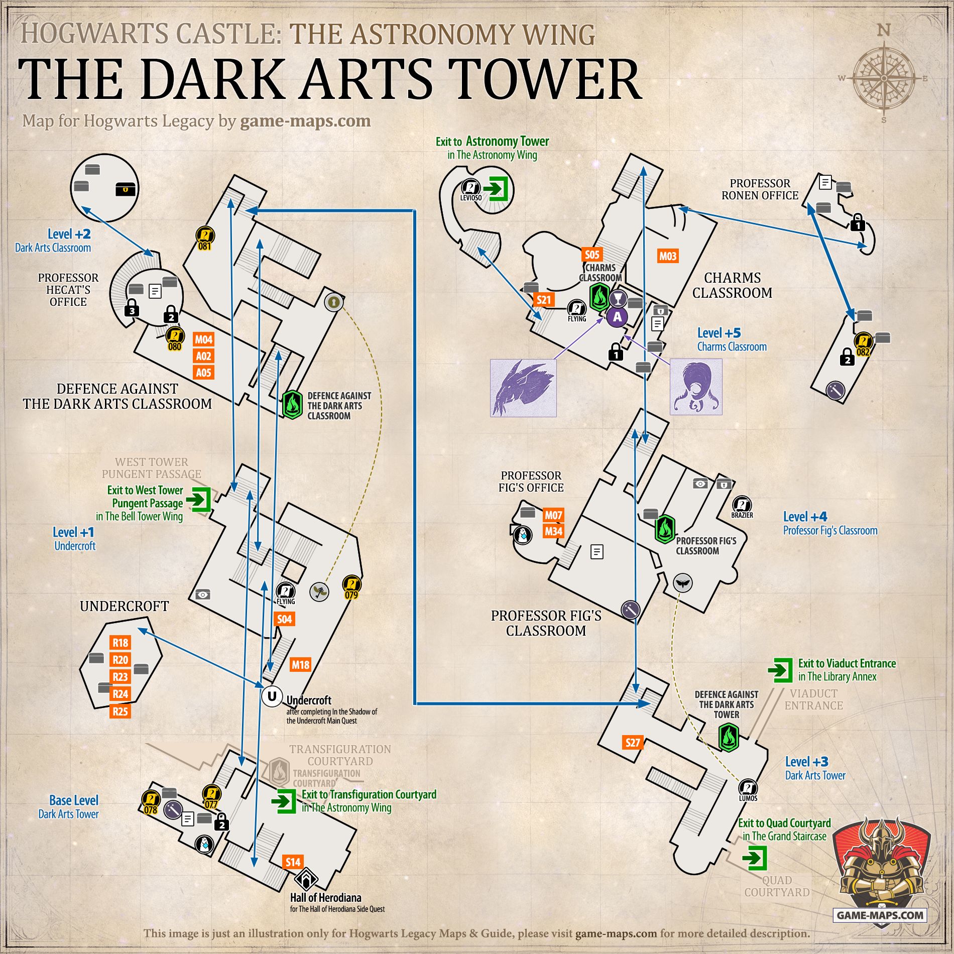 Dark Arts Tower Map for Hogwarts Legacy