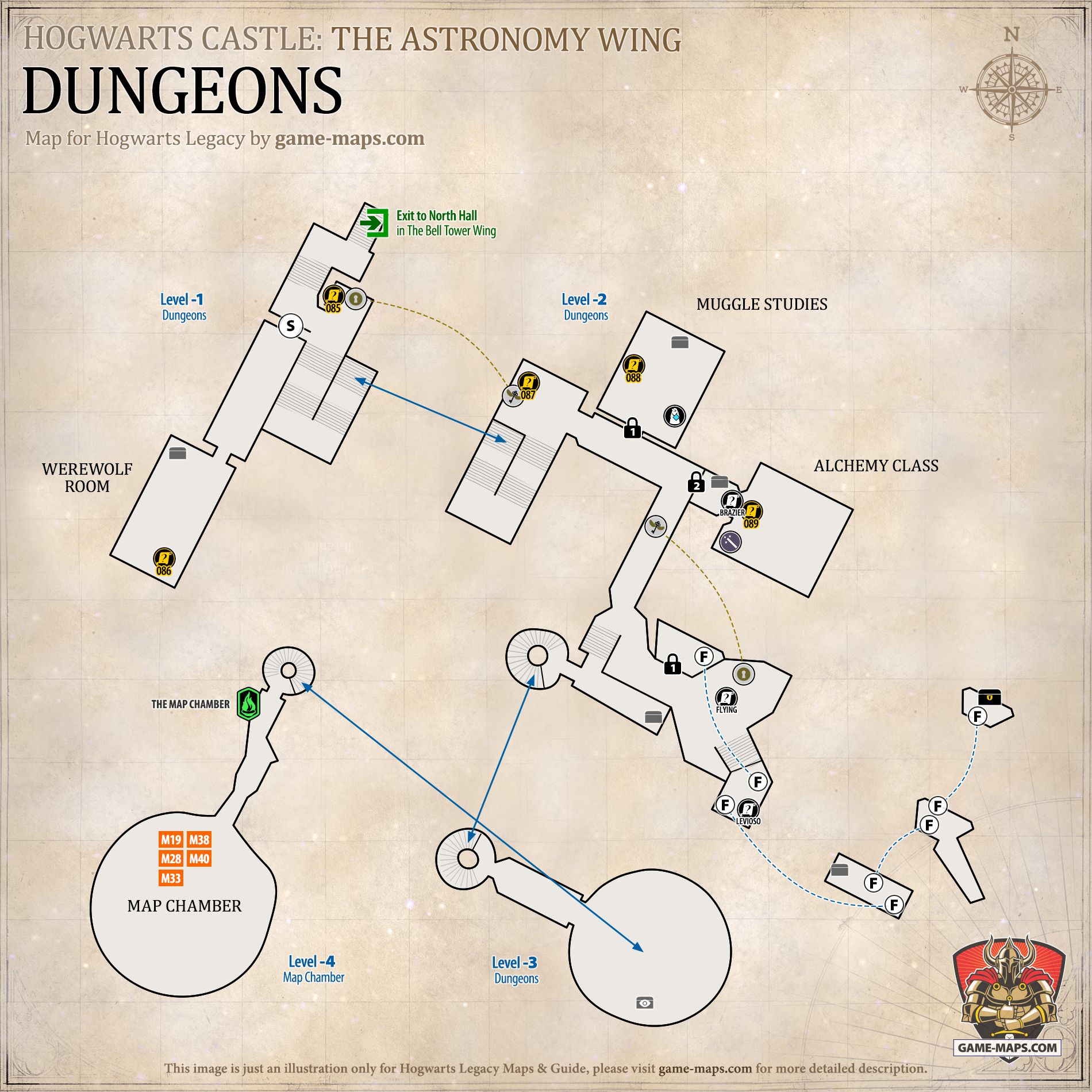 Dungeons Map for Hogwarts Legacy