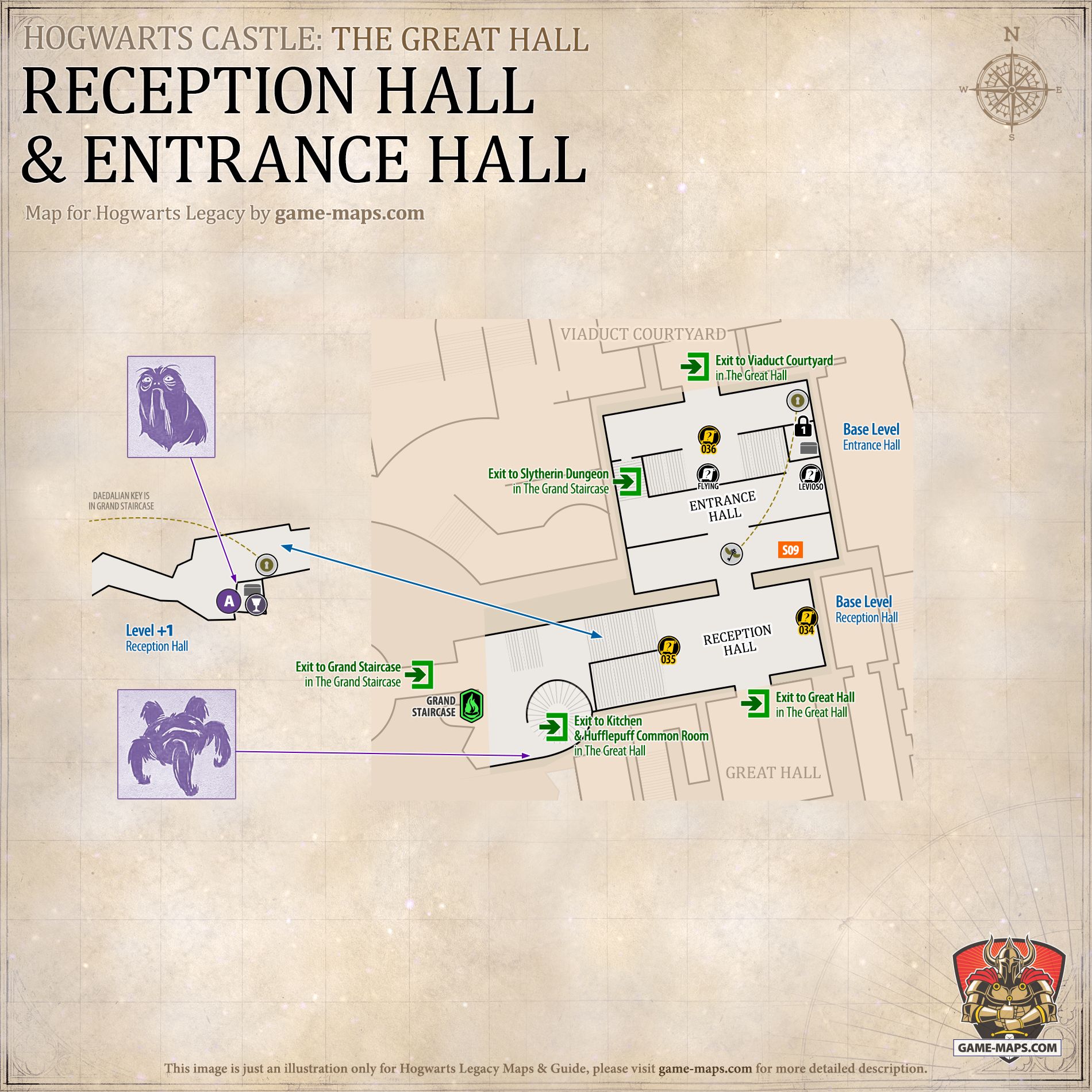 Entrance Hall & Reception Hall  Map for Hogwarts Legacy