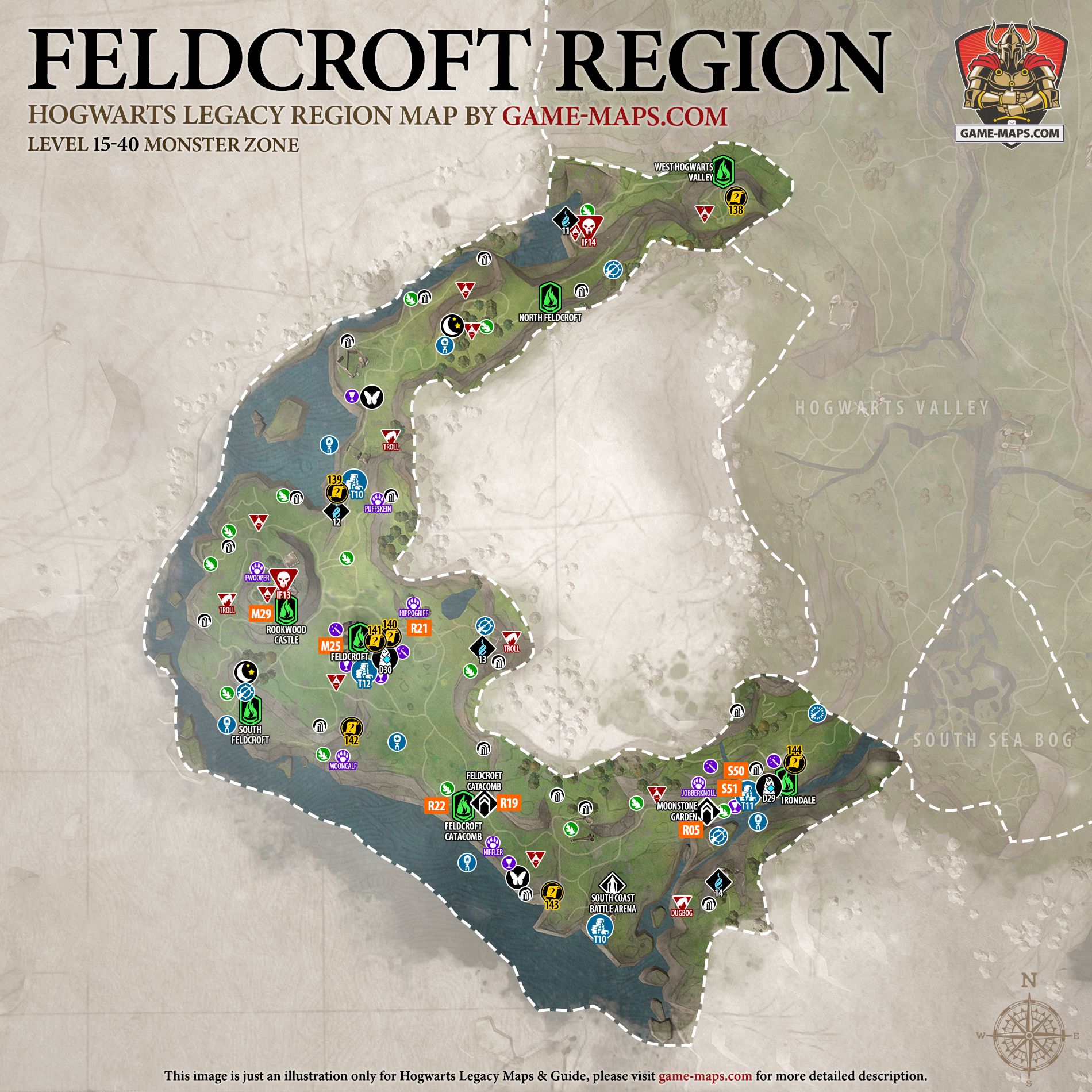 Feldcroft Region Map for Hogwarts Legacy