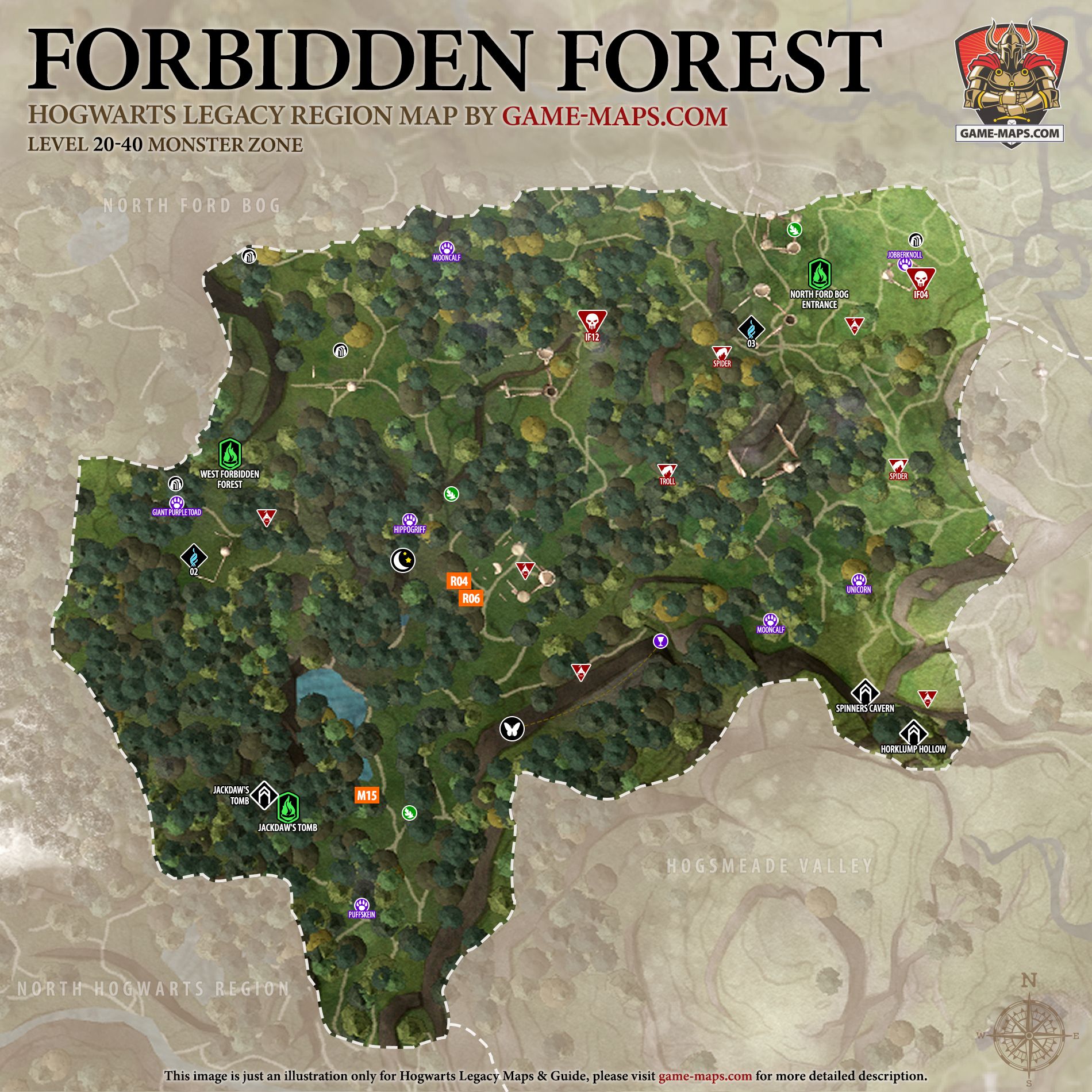 Hogwarts Legacy Map of Forbidden Forest