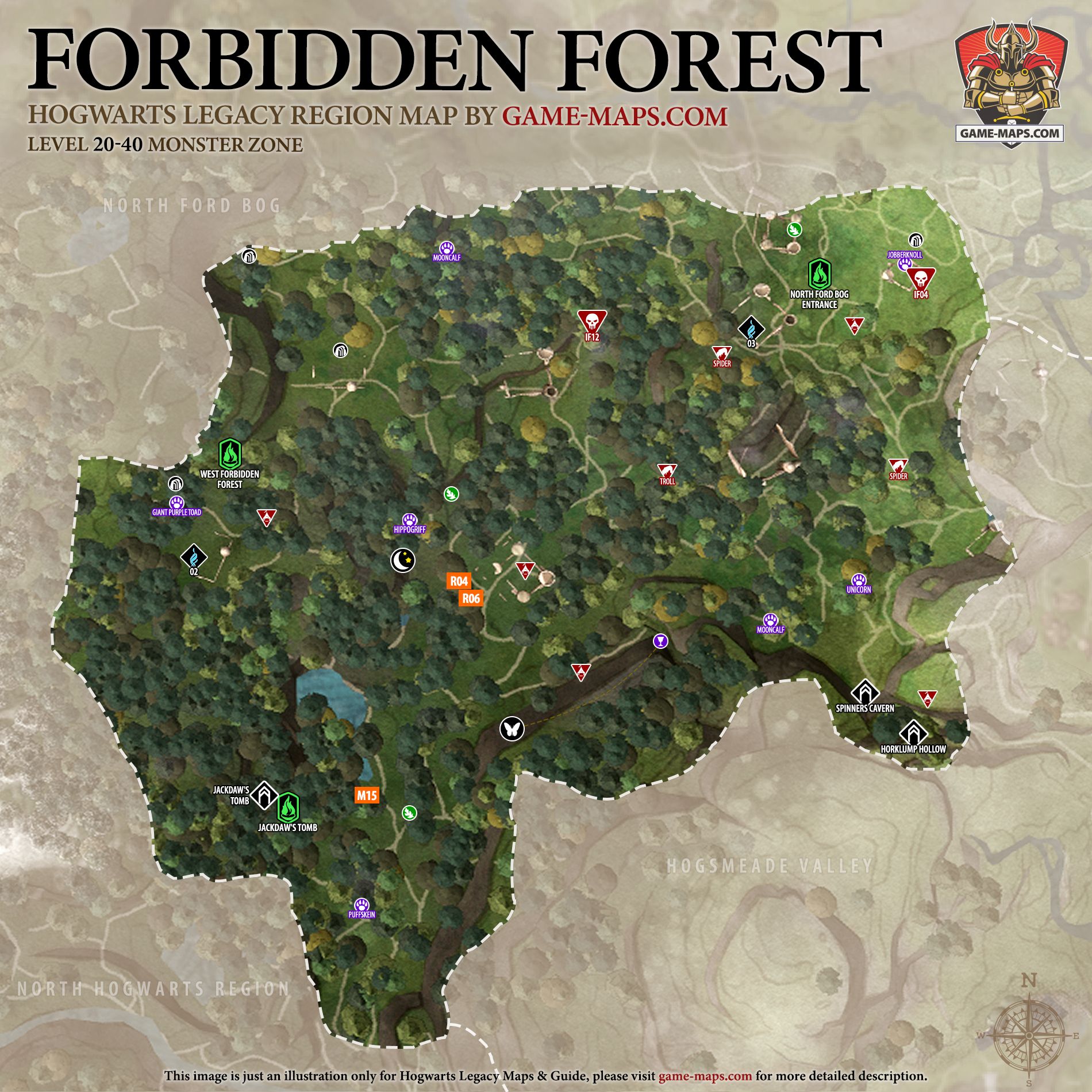 Hogwarts Legacy Map of Forbidden Forest Hogwarts Legacy Map of Forbidden Forest