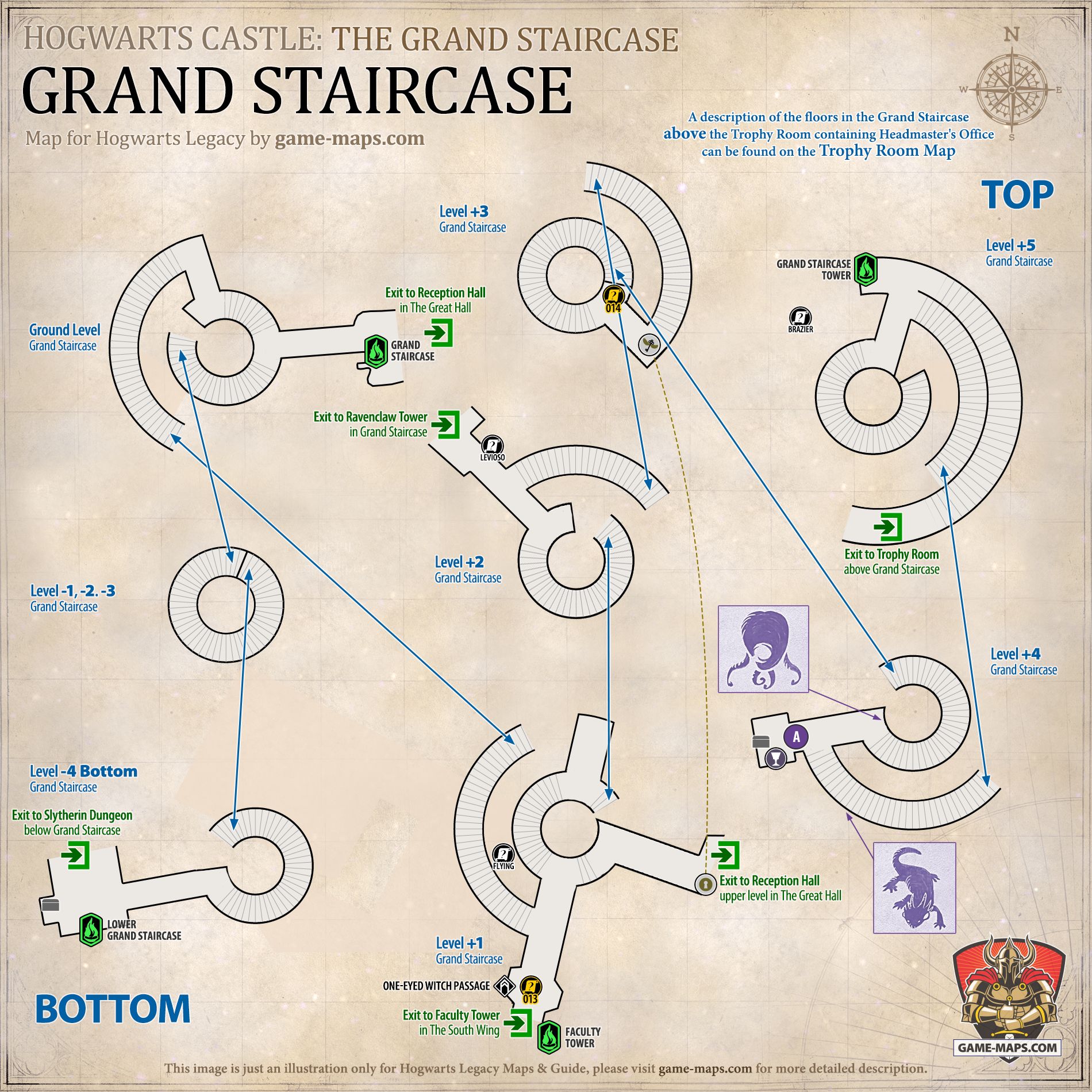 Grand Staircase Map for Hogwarts Legacy