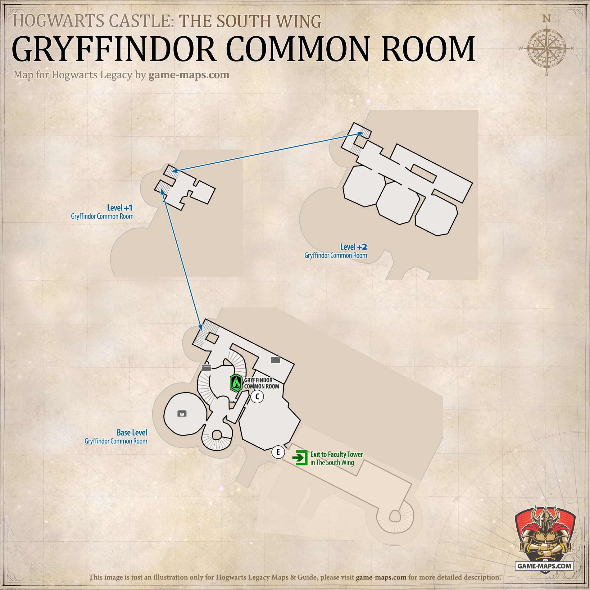 Gryffindor Common Room Map for Hogwarts Legacy