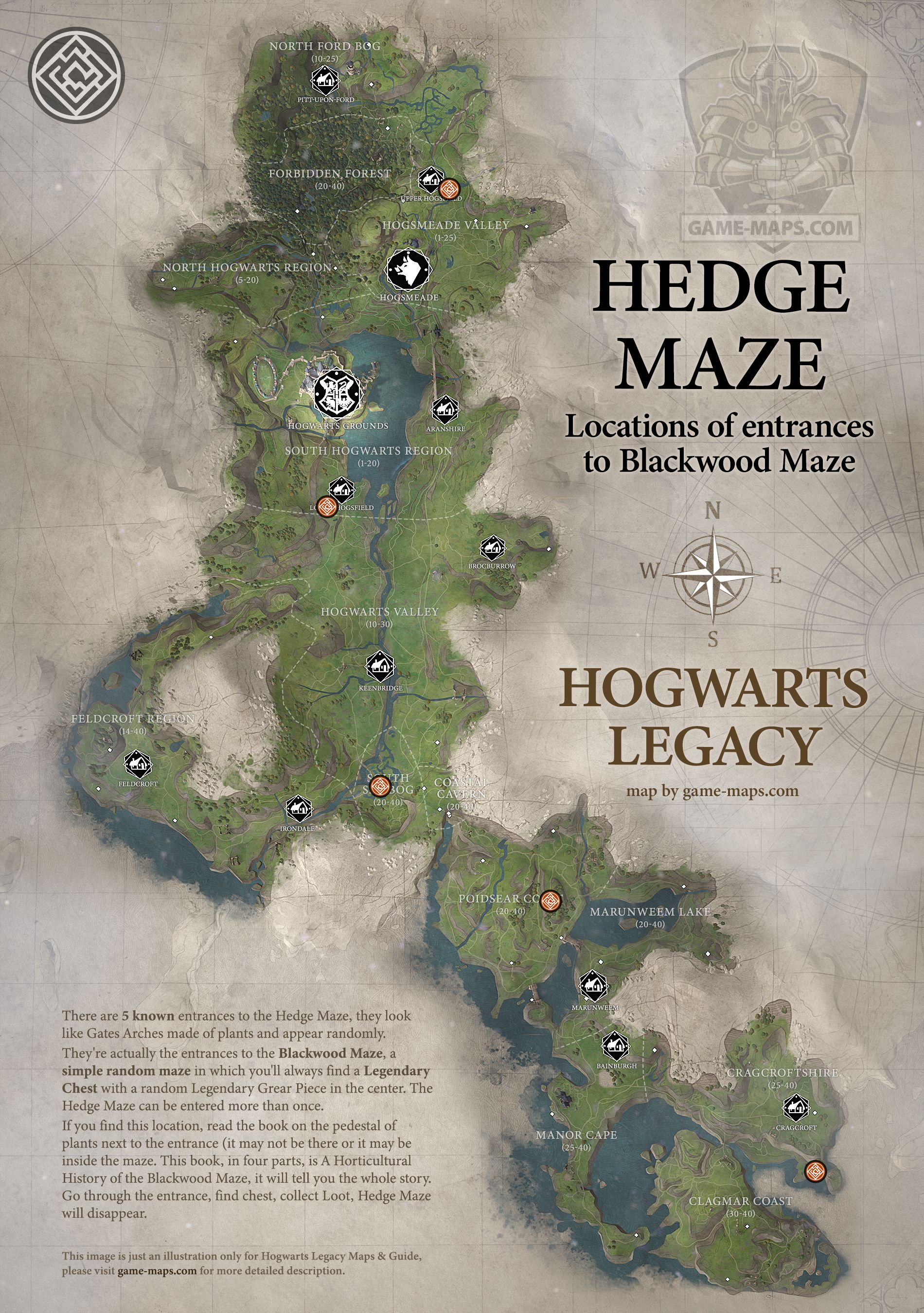 Hogwarts Legacy Map Hedge Maze Locations