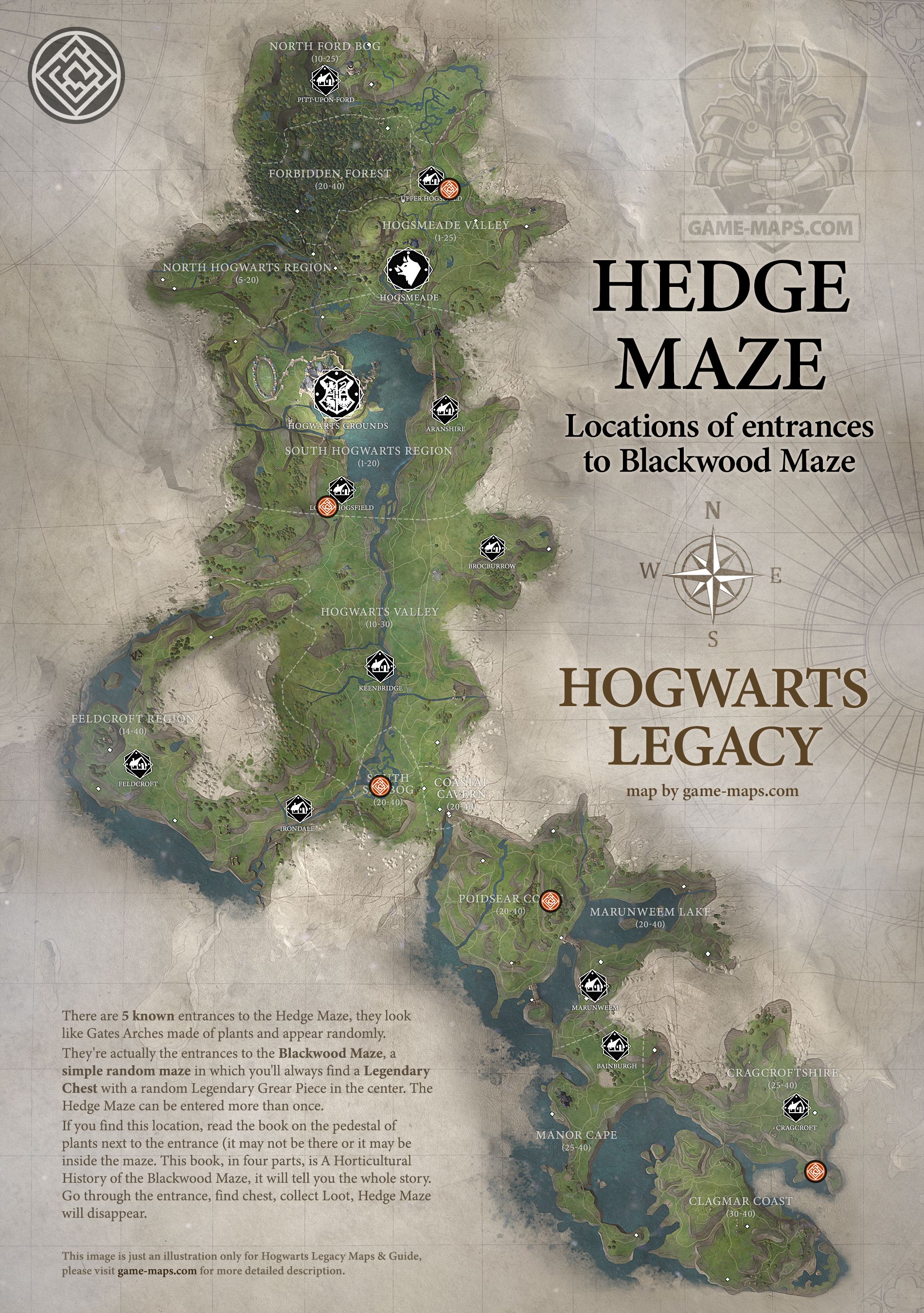 Hedge -Labyrinth in Hogwarts Legacy Map Hogwarts Erbe