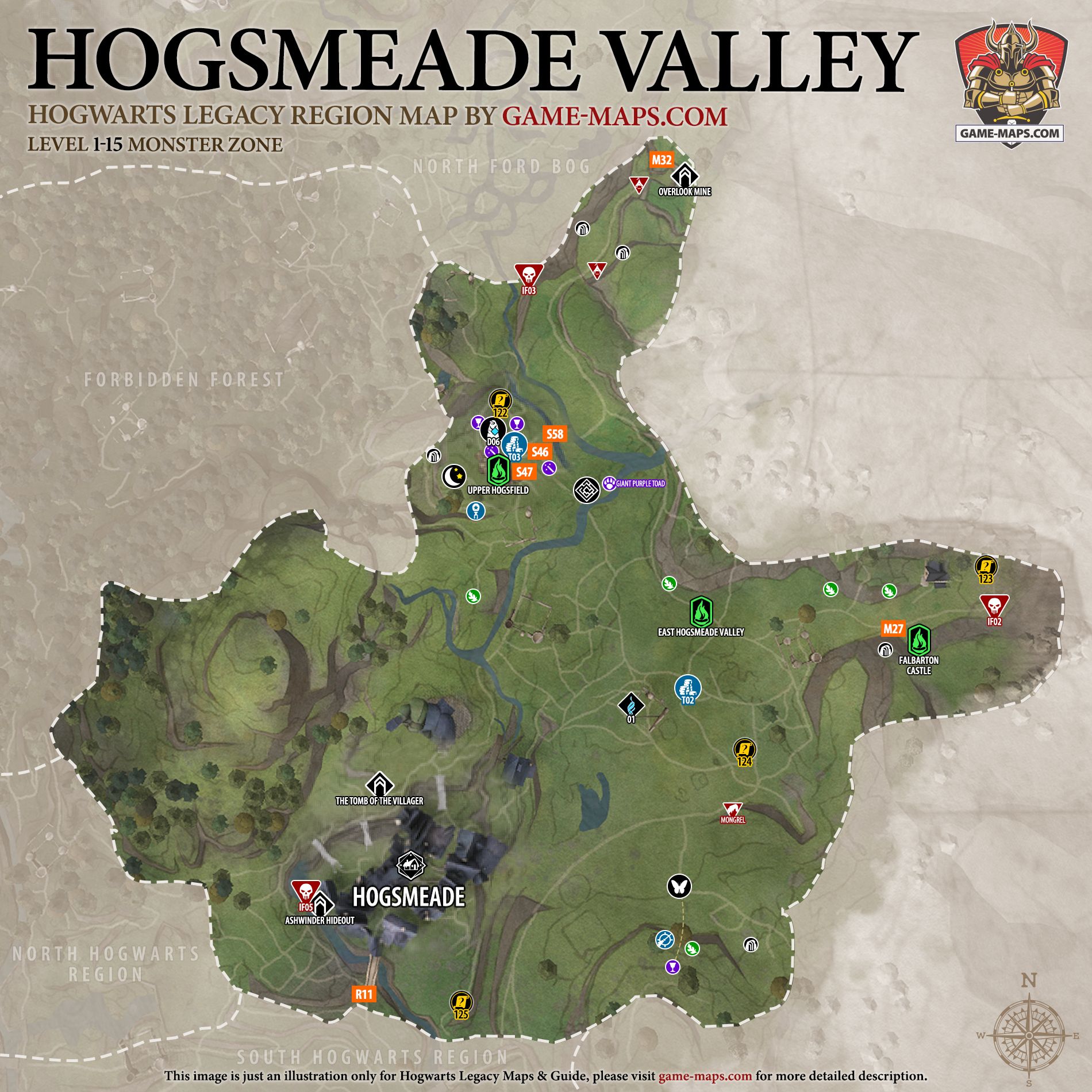 Hogwarts Legacy Map of Hogsmeade Valley