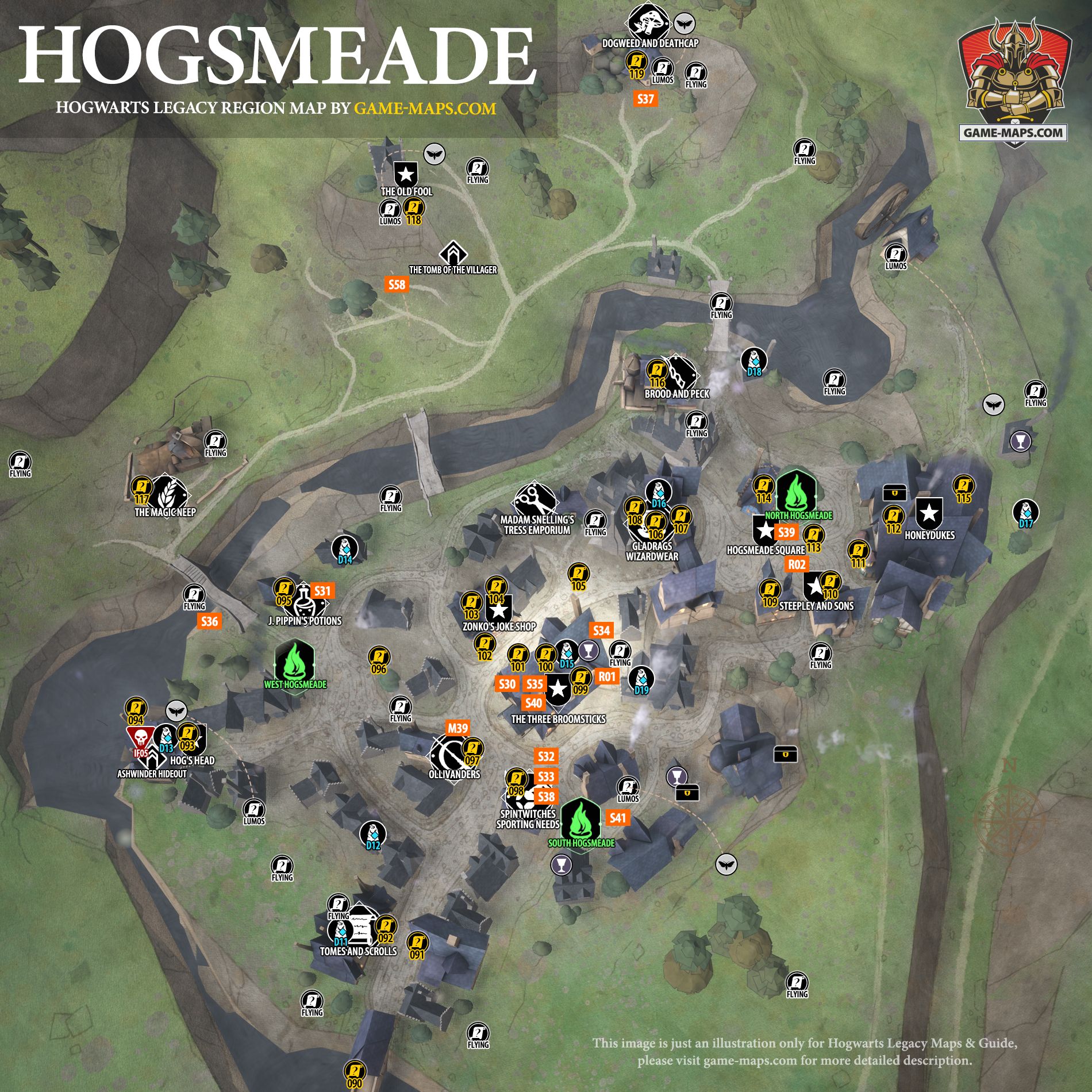 Hogwarts Legacy Map of Hogsmeade
