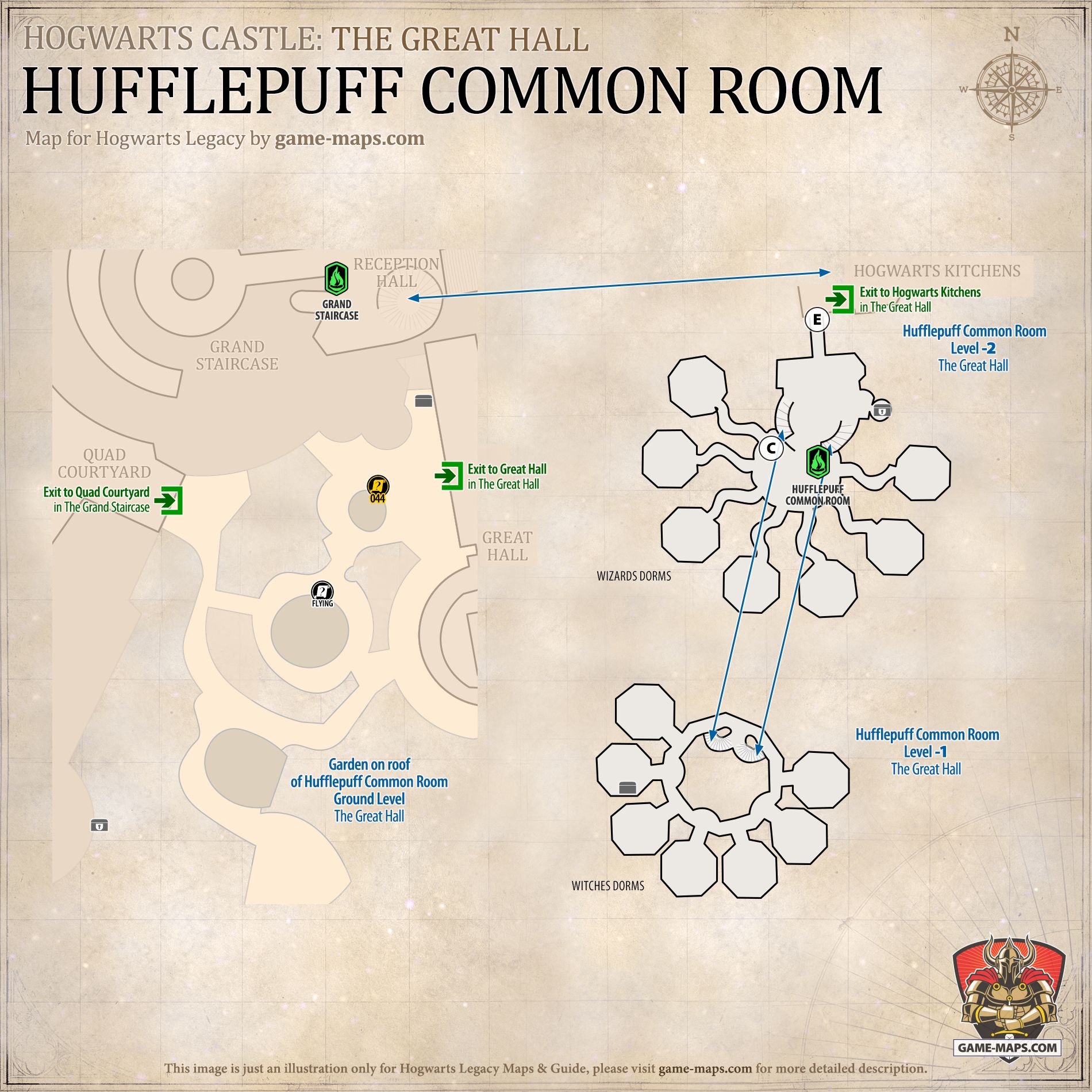 Bản đồ phòng chung của Hufflepuff cho Hogwarts Legacy