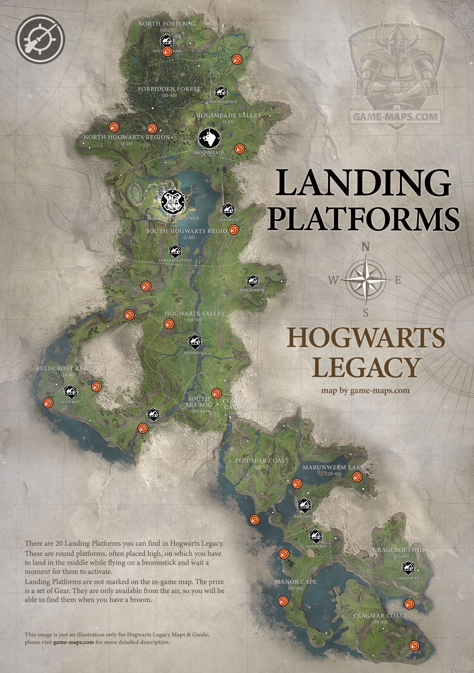 Landing Platforms in Hogwarts Legacy Map Hogwarts Legacy
