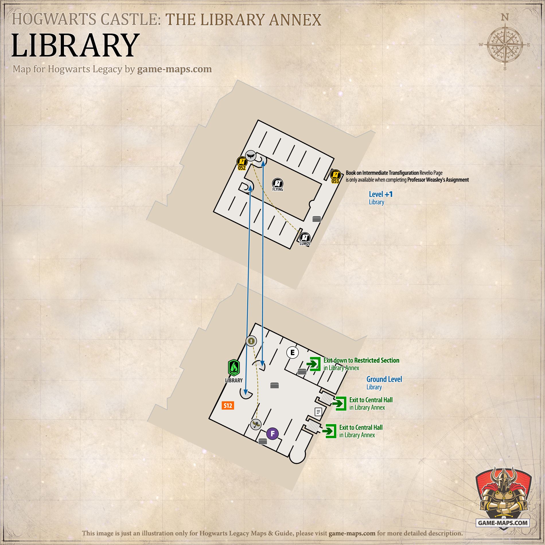 Library Map for Hogwarts Legacy
