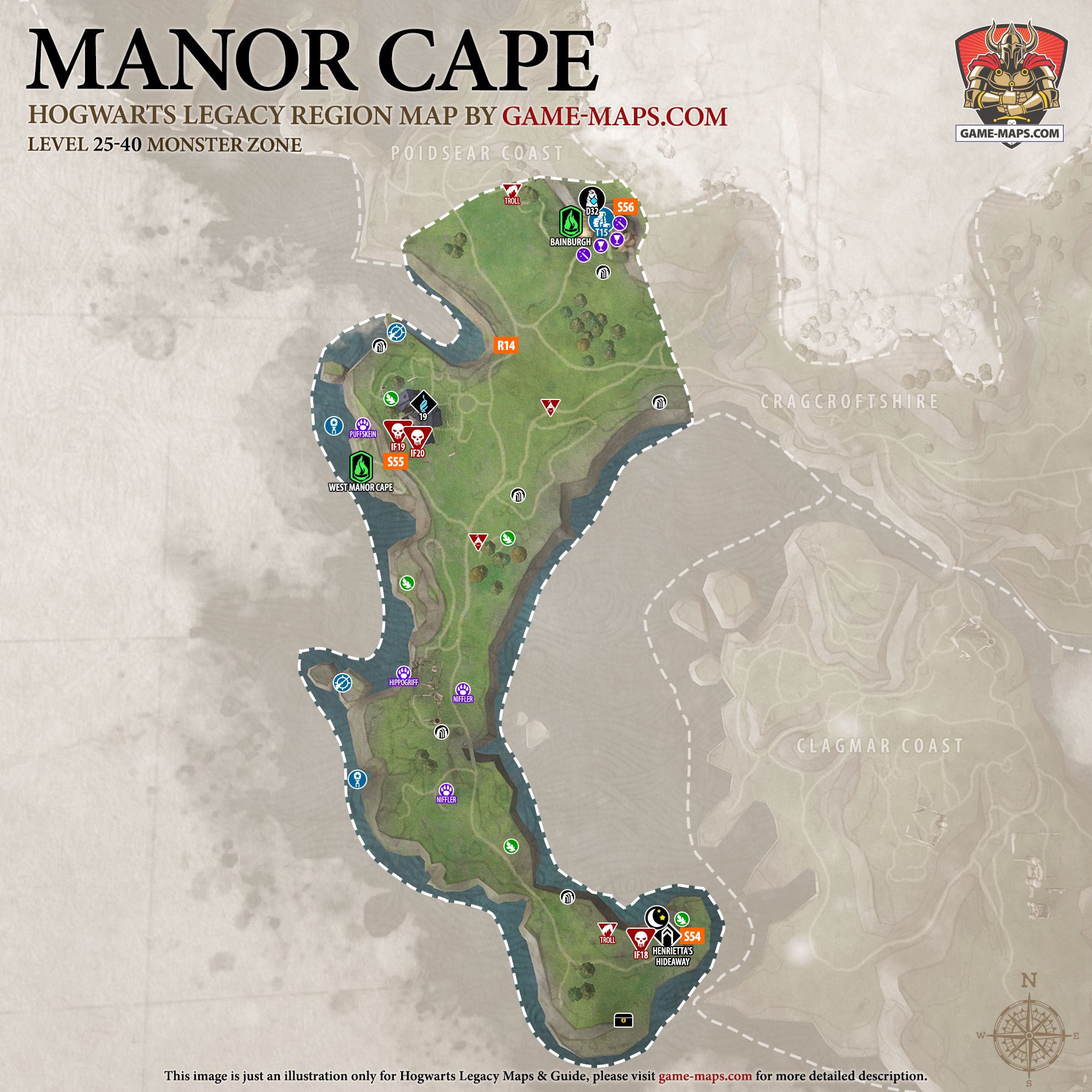 Hogwarts Legacy Map of Manor Cape