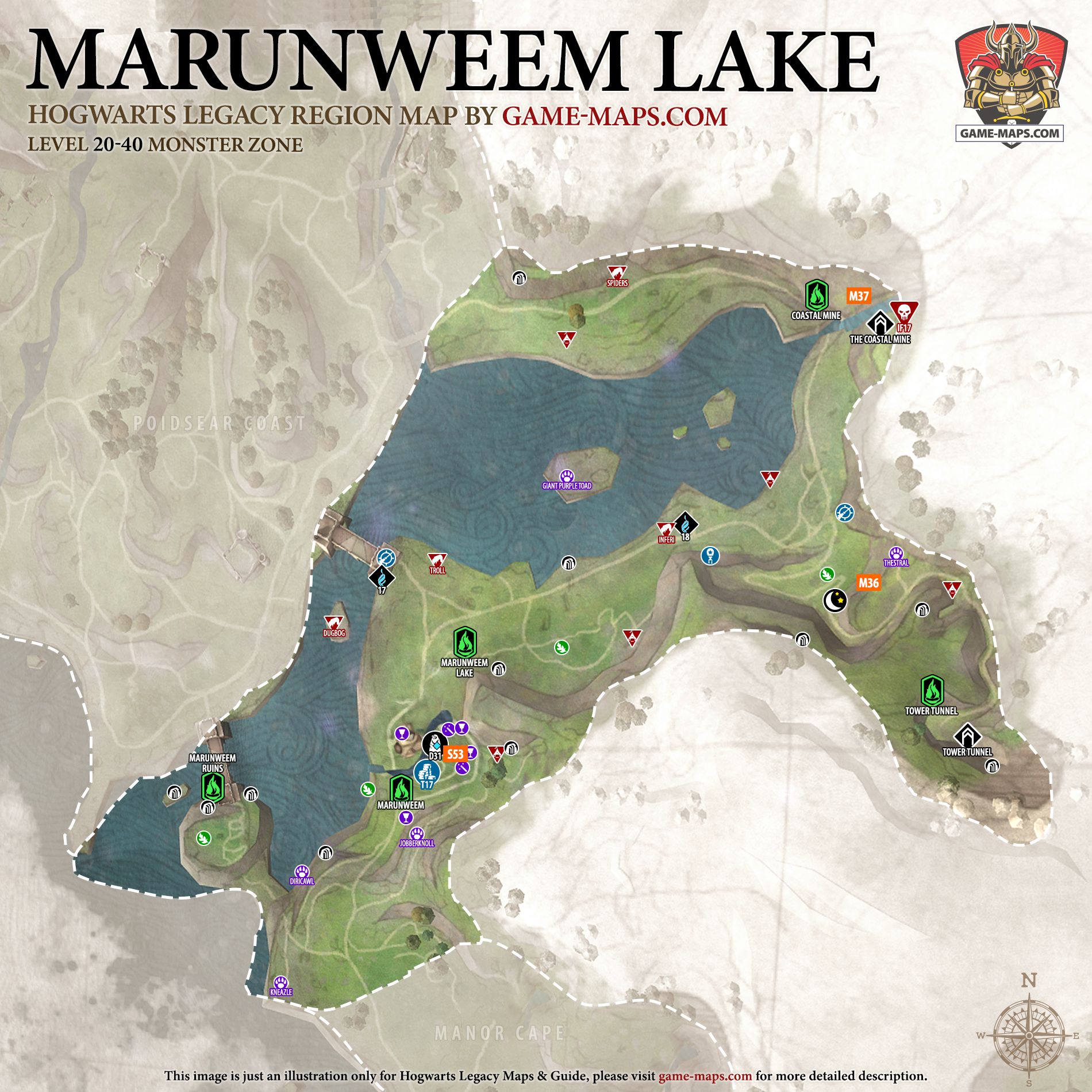 Hogwarts Legacy Map of Marunweem Lake Hogwarts Legacy Map of Marunweem Lake