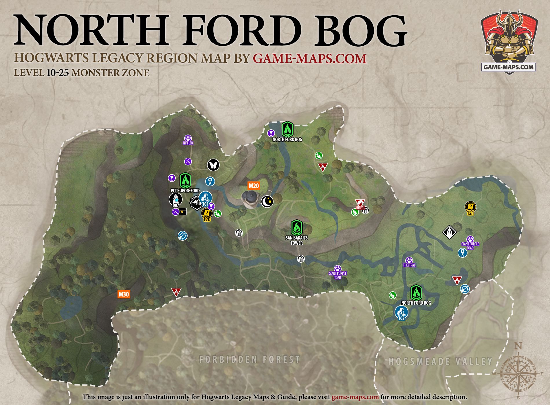 Hogwarts Legacy Map of North Ford Bog Hogwarts Legacy Map of North Ford Bog