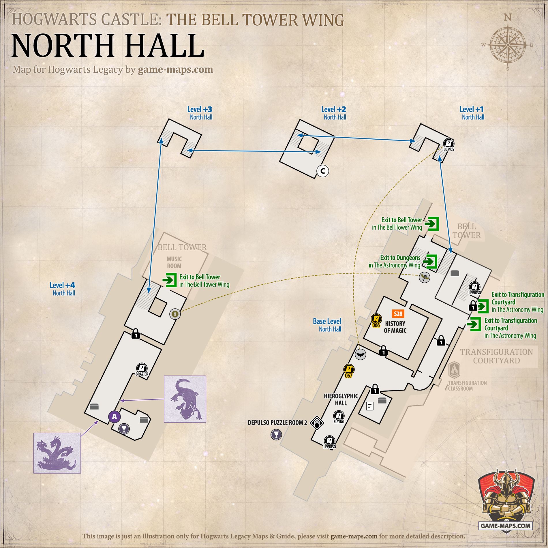North Hall Map for Hogwarts Legacy