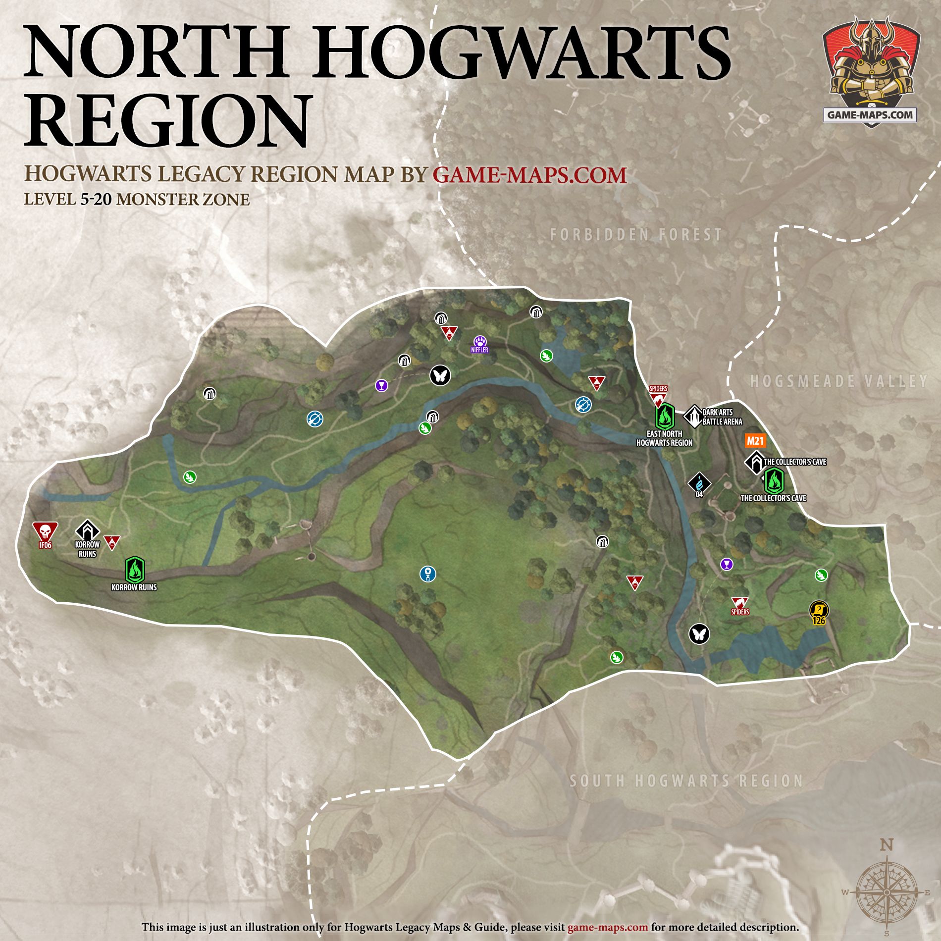 Észak -Roxfort Region Region Map Roxfort örökség