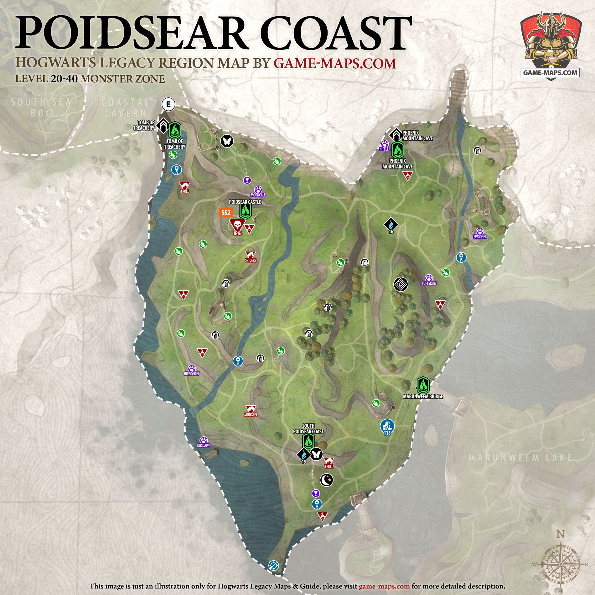 Hogwarts Legacy Map of Poidsear Coast Hogwarts Legacy Map of Poidsear Coast