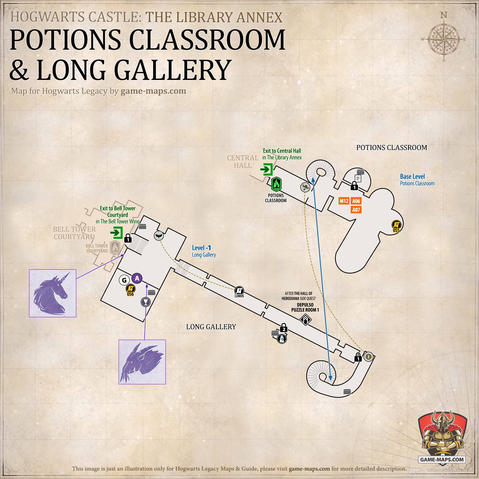 Poções em sala de aula e longa galeria hogwarts legado