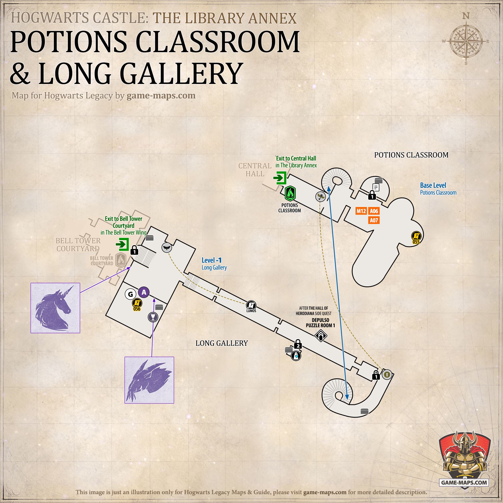 Potions Classroom & Long Gallery Map for Hogwarts Legacy