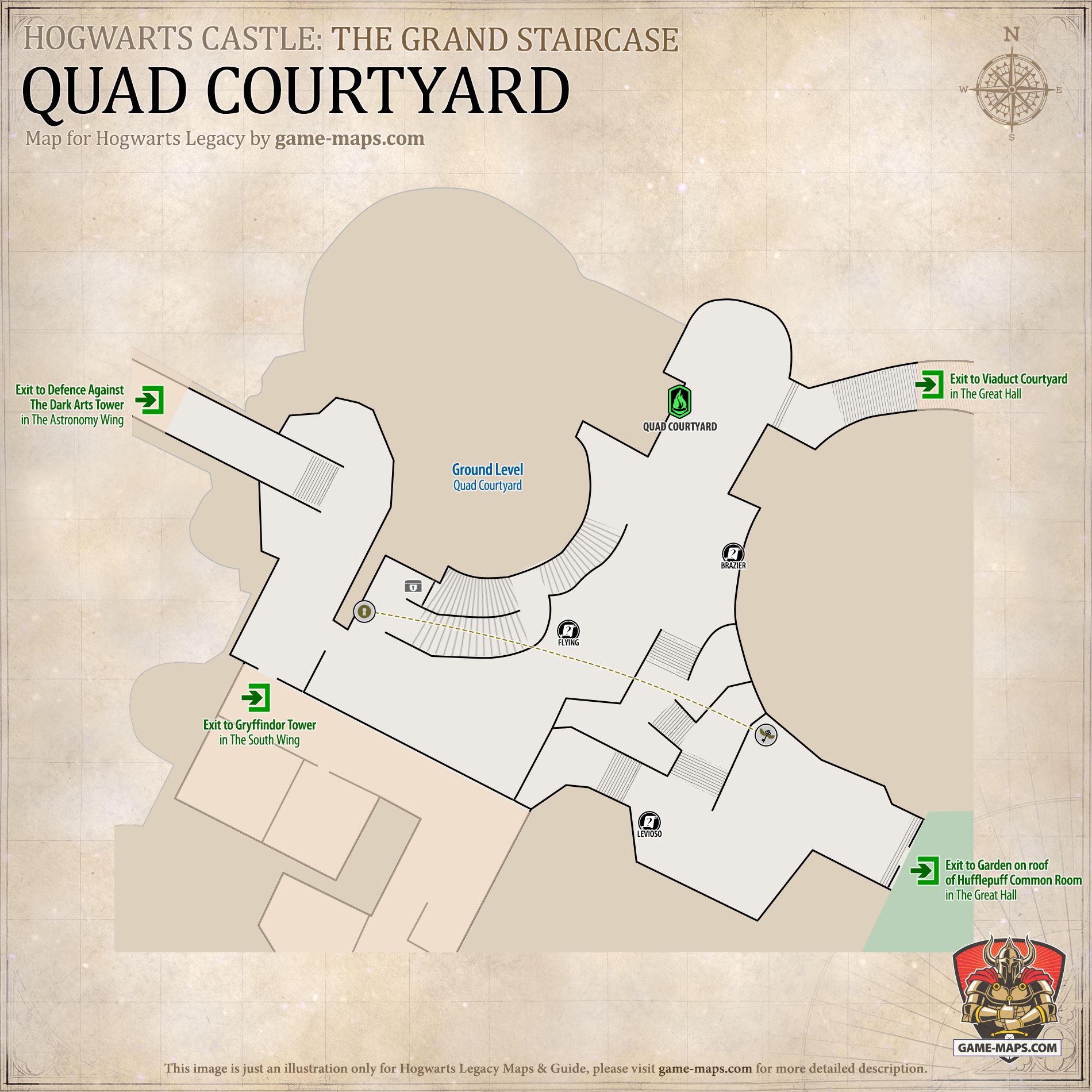 Quad Courtyard Map for Hogwarts Legacy