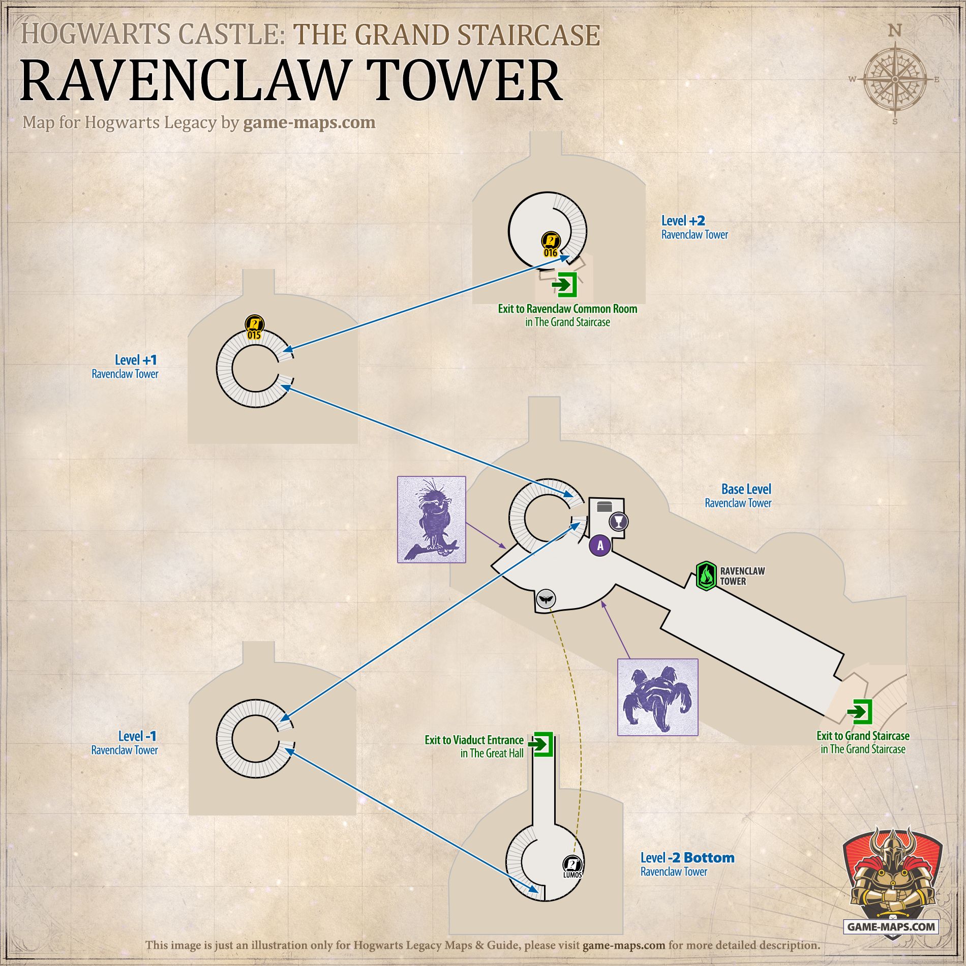 Ravenclaw Tower Map for Hogwarts Legacy