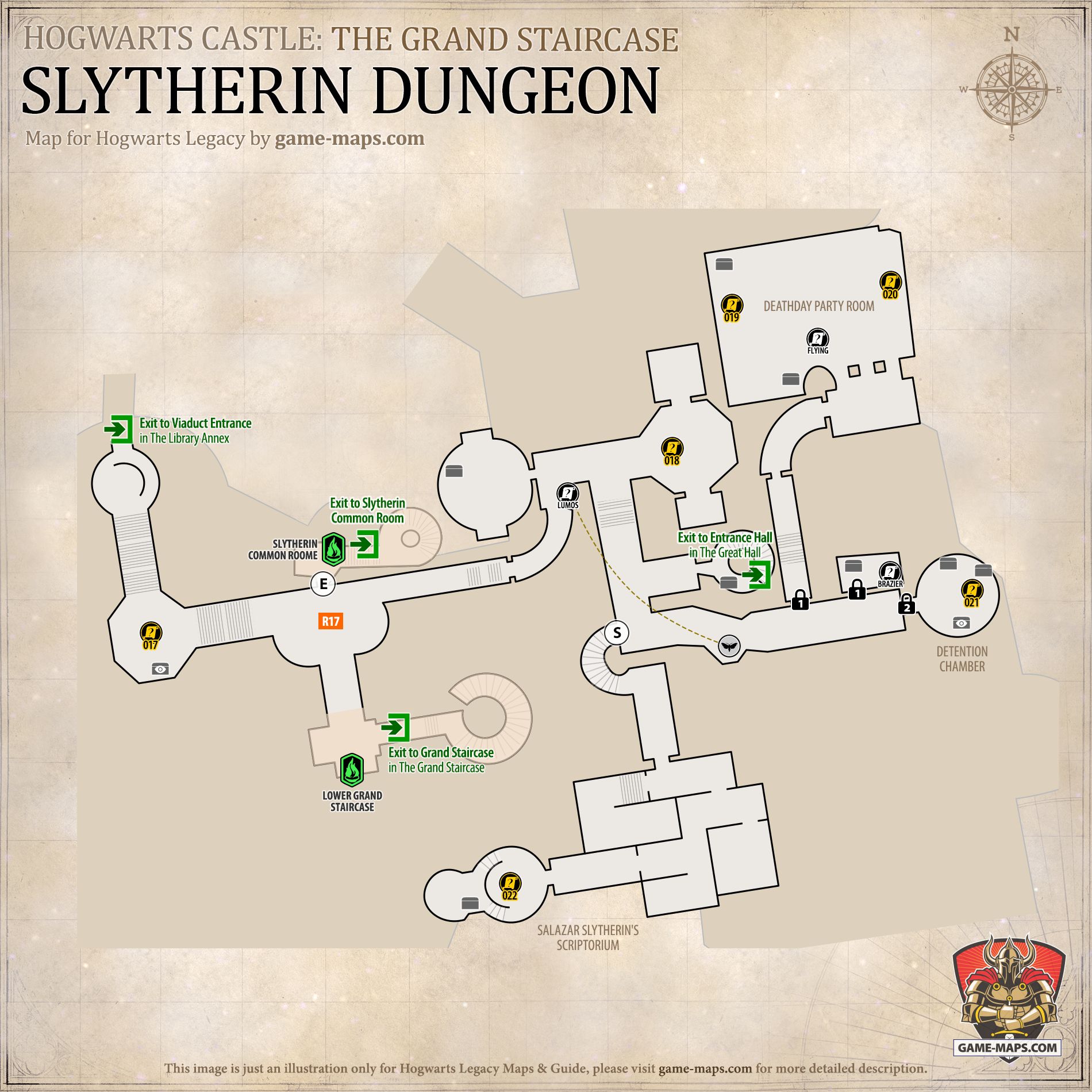 Slytherin Dungeon Map for Hogwarts Legacy