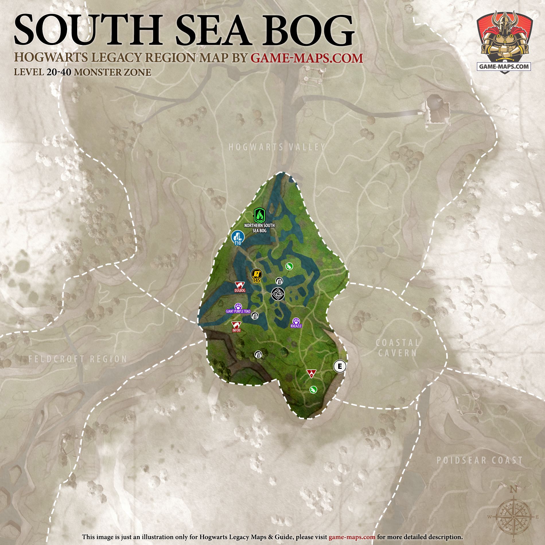 South Sea Bog Map Hogwarts Legacy