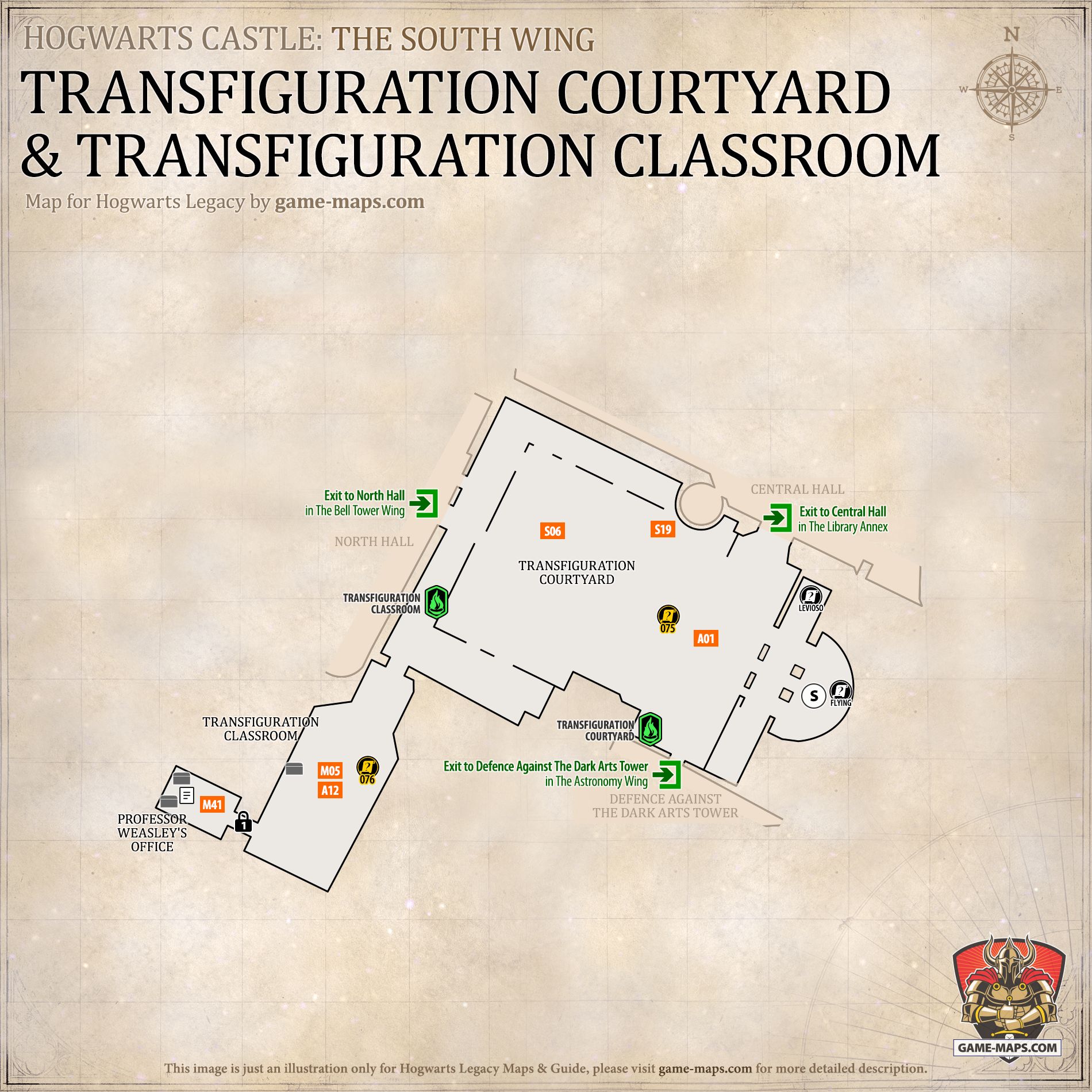 Transfiguration Courtyard Map for Hogwarts Legacy