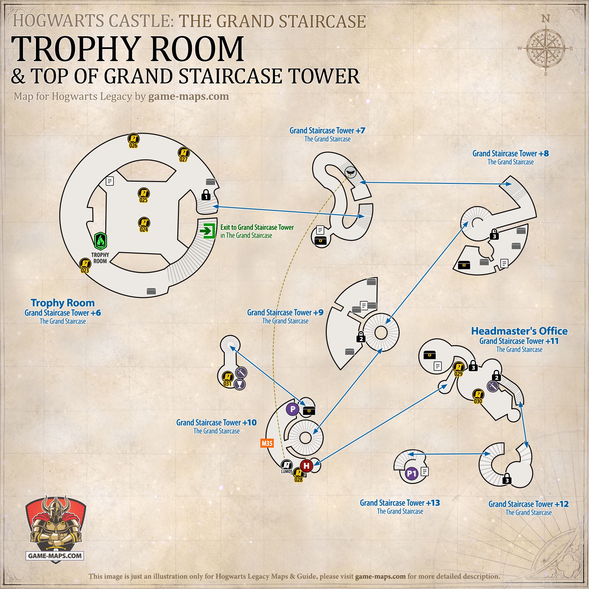 Trophy Room Map for Hogwarts Legacy