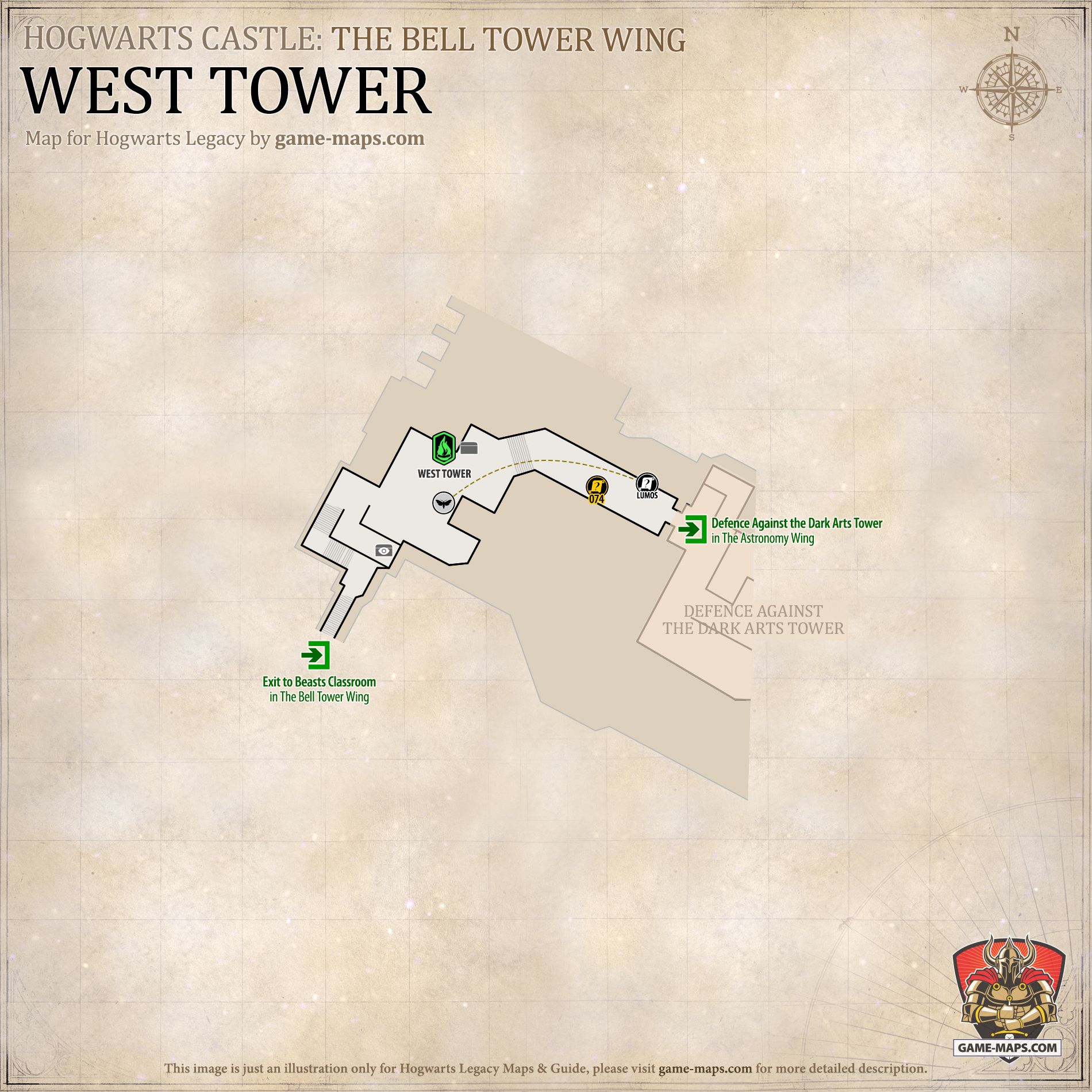 West Tower Map for Hogwarts Legacy