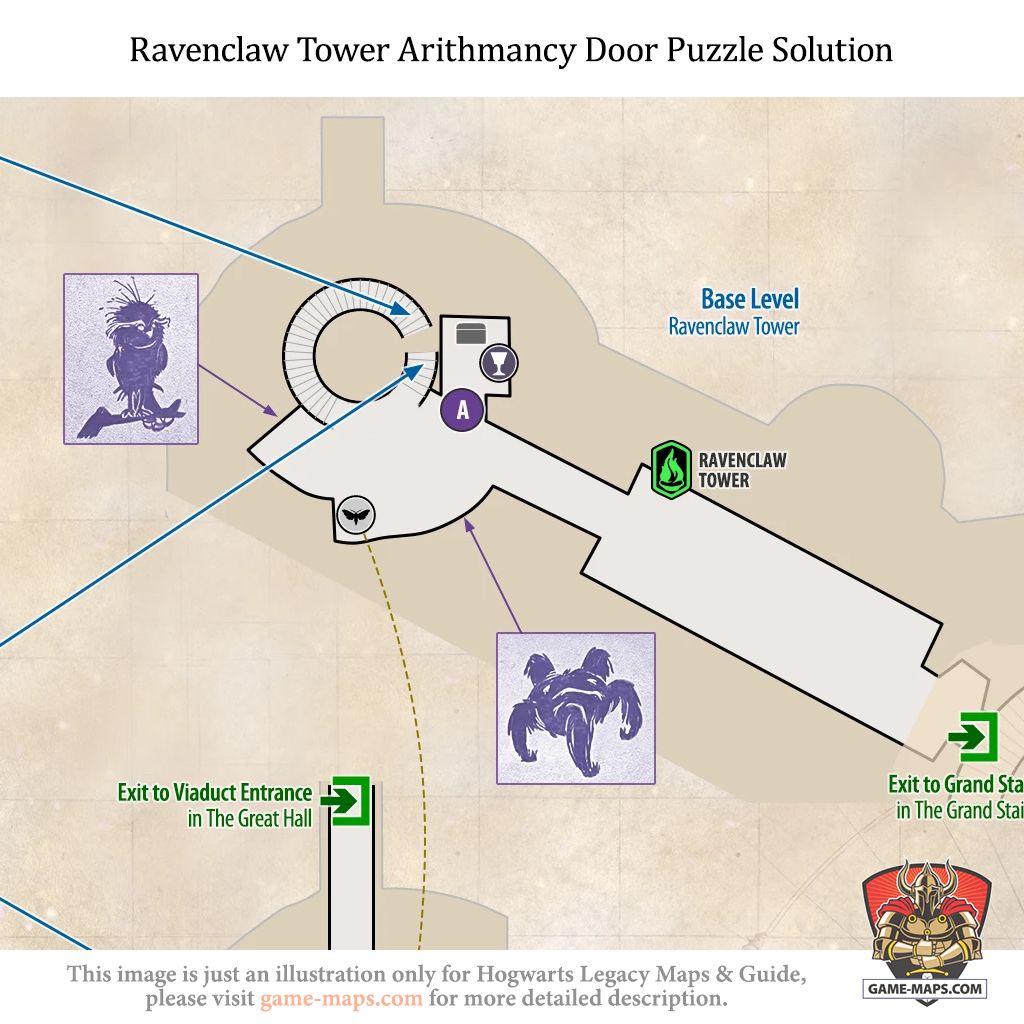 Arithmancy Door Puzzle Solution in Ravenclaw Tower Arithmancy Door Puzzle in Ravenclaw Tower is located on base level of Ravenclaw Tower. - Hogwarts Legacy