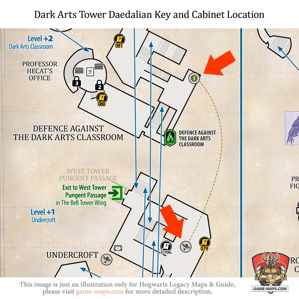 Daedalian Key and Cabinet Location in Dark Arts Tower Daedalian Key in Dark Arts Tower is located on level +1 of Dark Arts Tower. Cabinet in Dark Arts Tower is located on level +2 of Dark Arts Tower. - Hogwarts Legacy