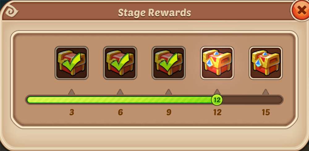 Idle Heroes Brave Trial Stage Rewards.