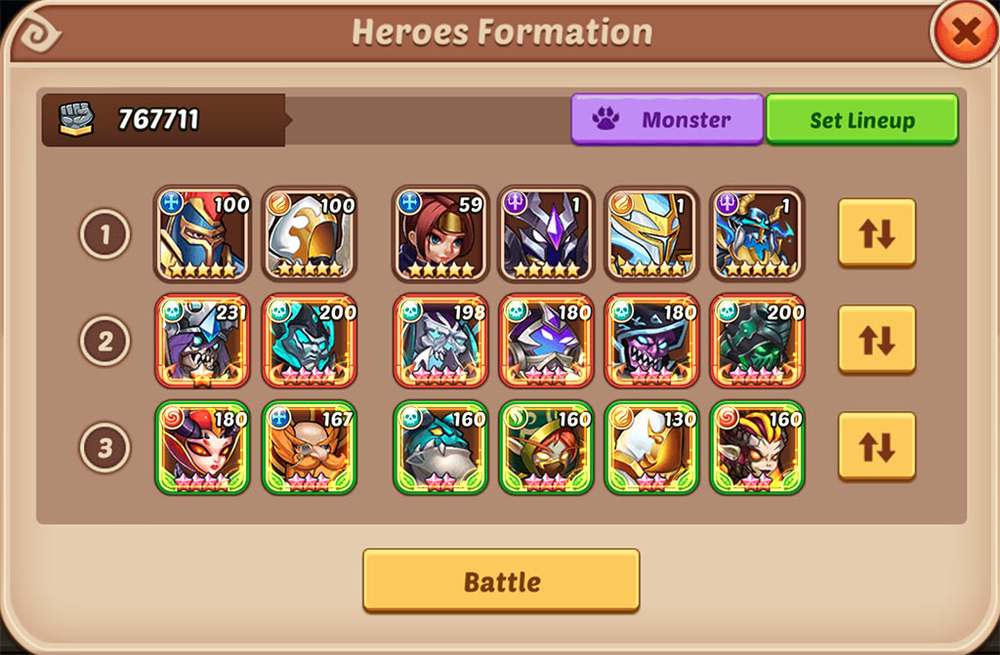 Idle Heroes Trial of the Champions Arena Formation