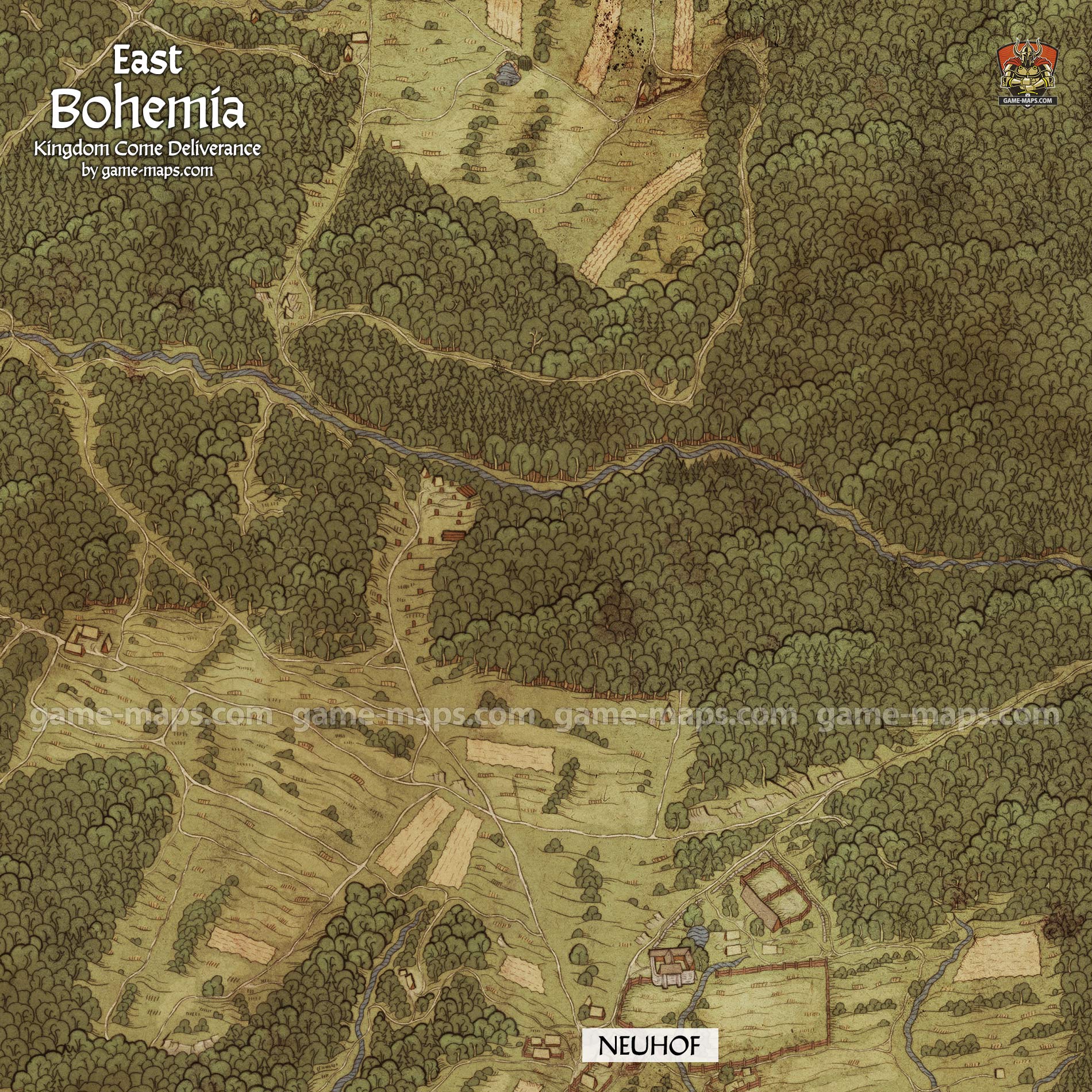 High Quality Map of Bohemia A2 Kingdom Come Deliverance 