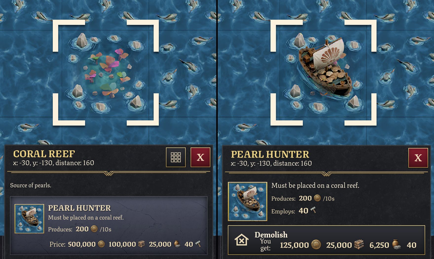 Coral Reefs and Pearl Hunters are another source of coins. - Legacy of Kings: Idle Builder
