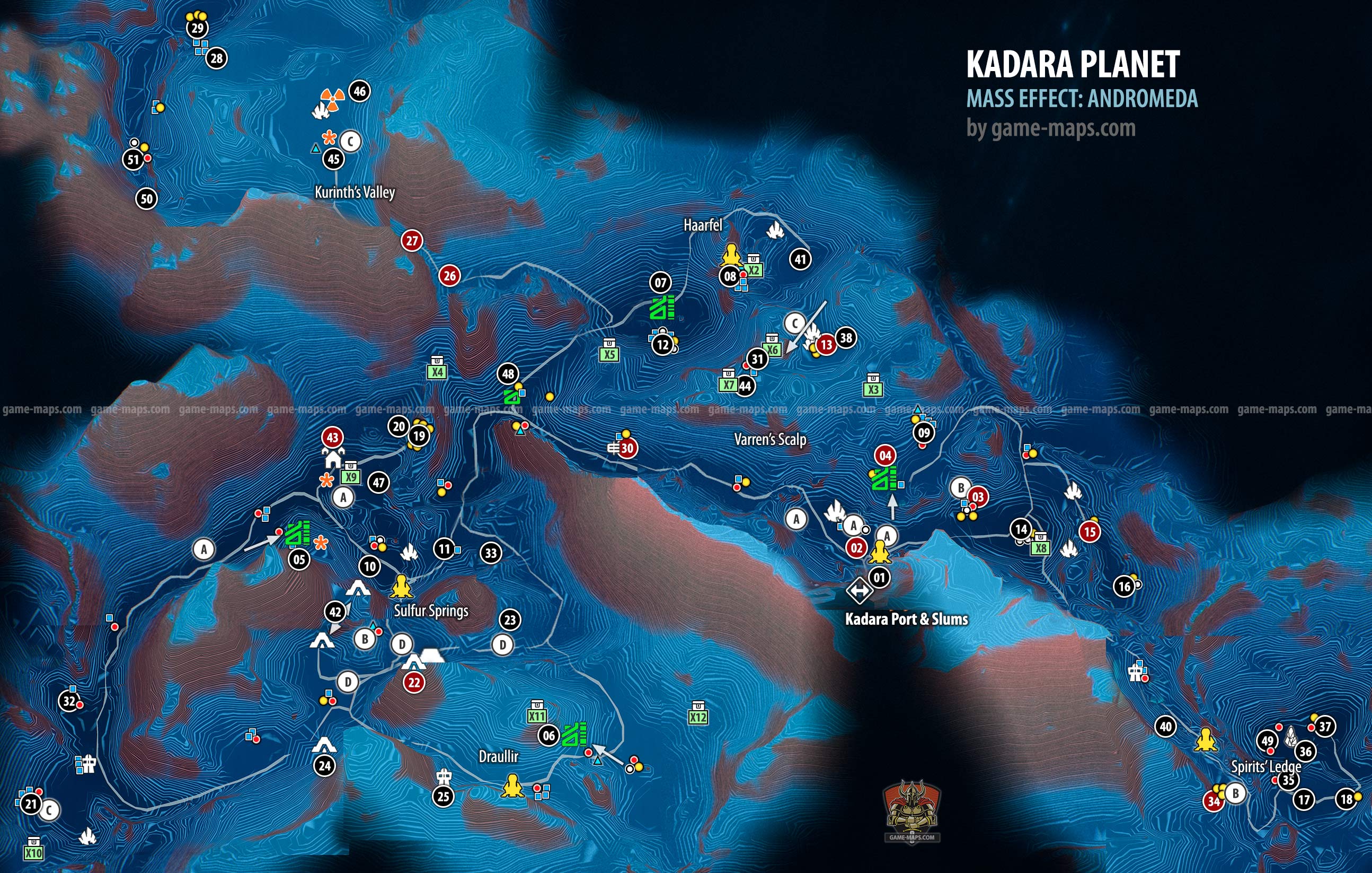 Kadara Planet Map for Mass Effect Andromeda