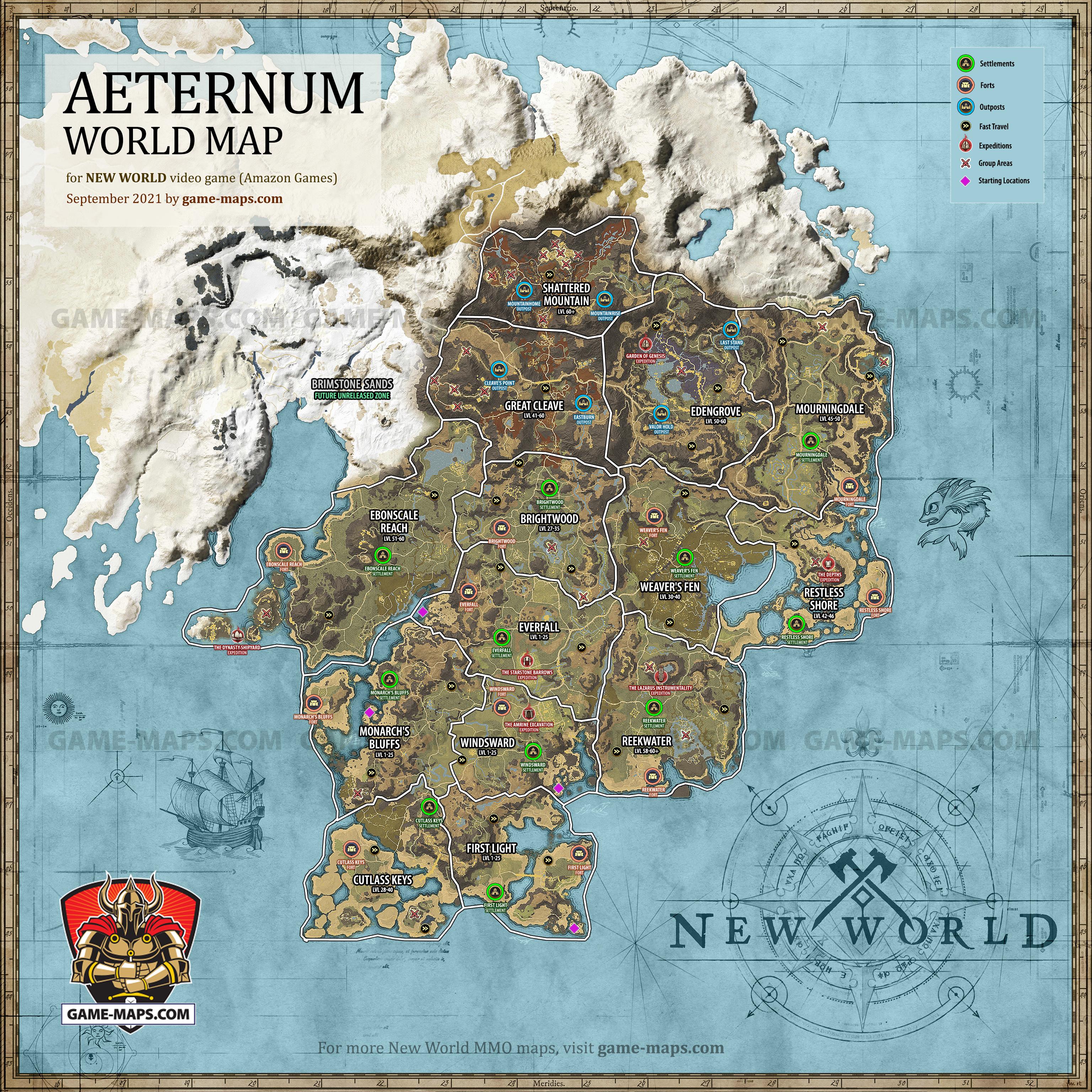 Aeternum Map for New World MMO