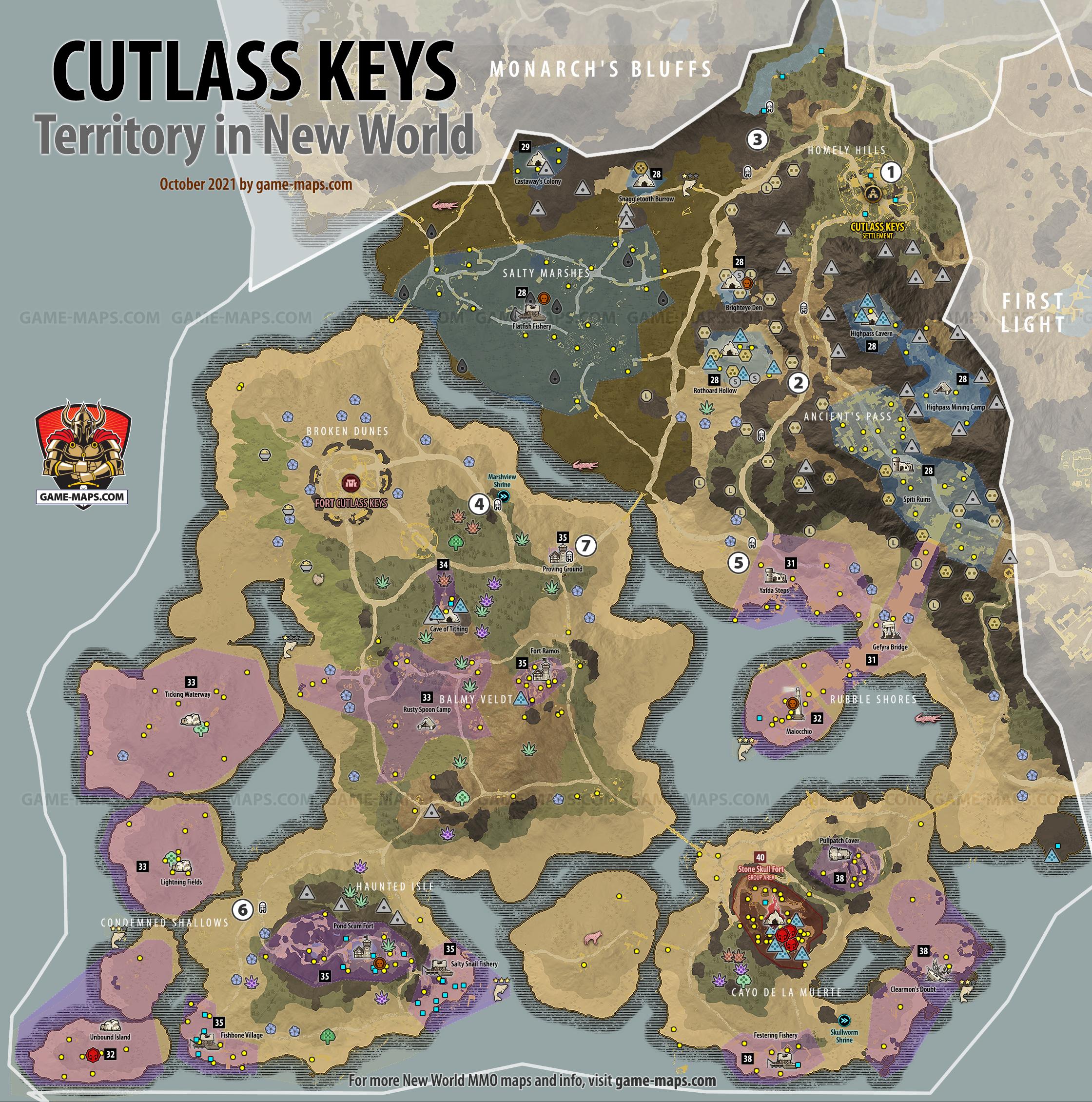 Cutlass Keys Territory Map for New World MMO